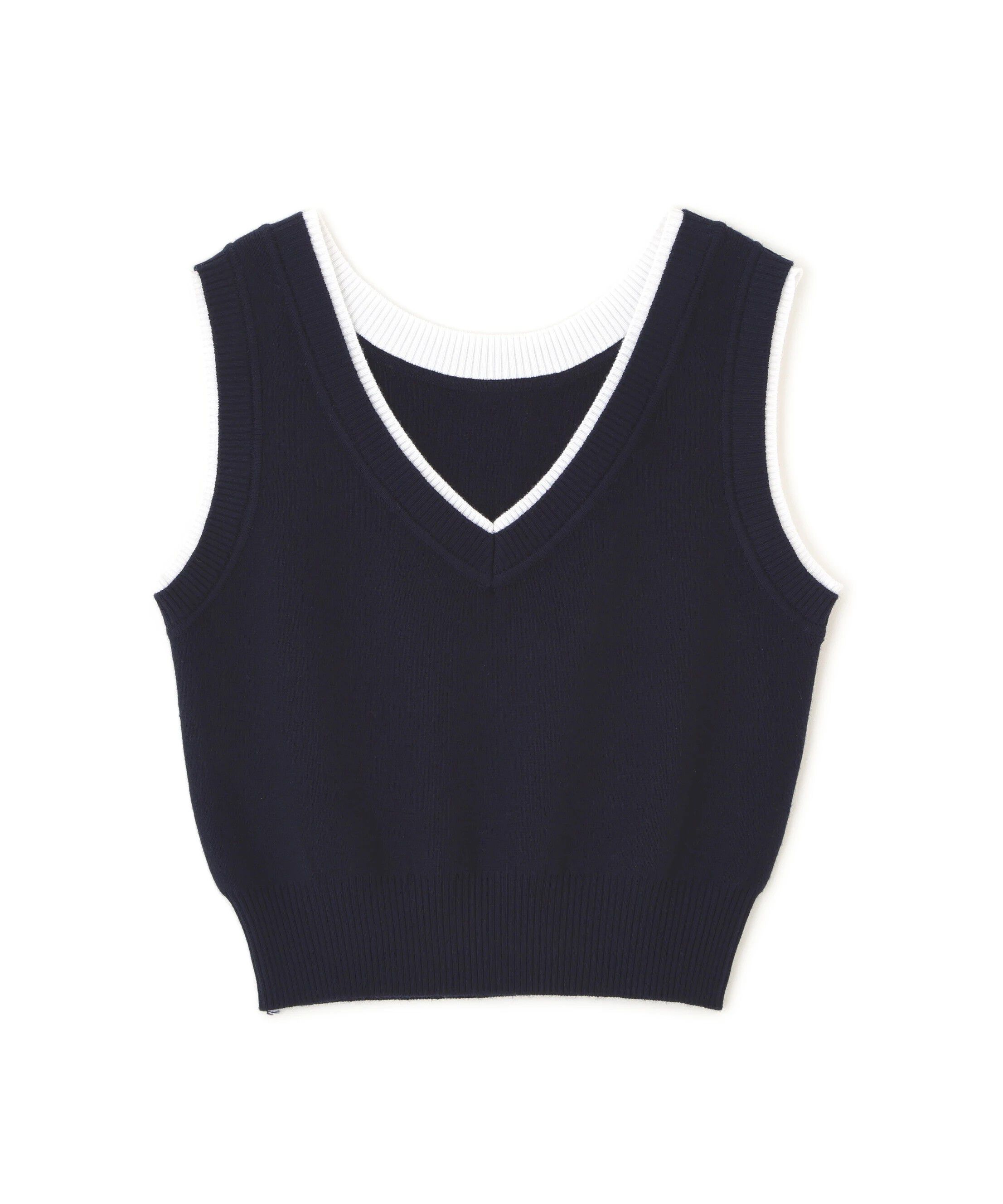  「レイヤードネック前後2WAYニットベスト」|ニット・セーター|