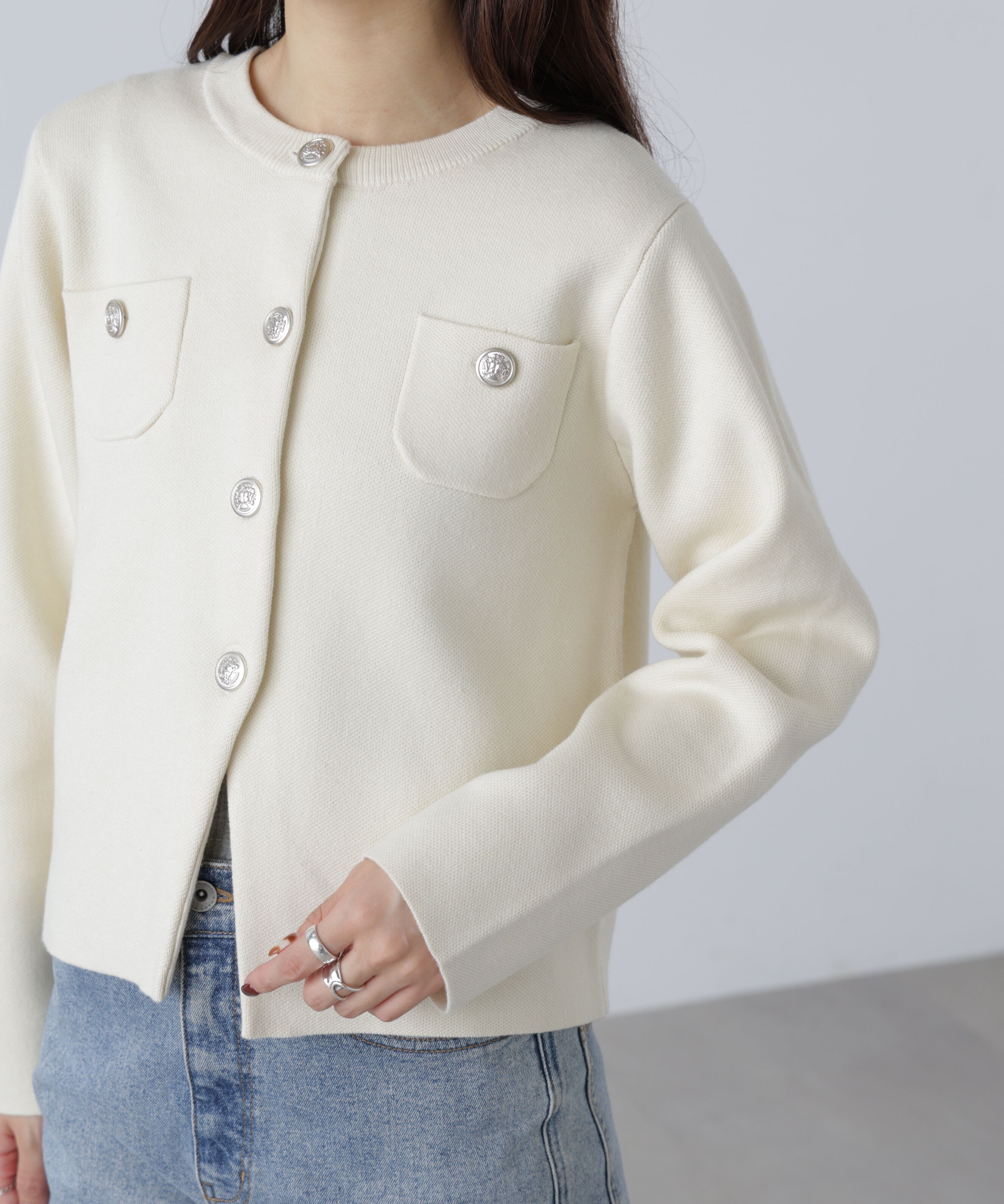  「エンブレムボタンニットカーディガン」|ニット・セーター|