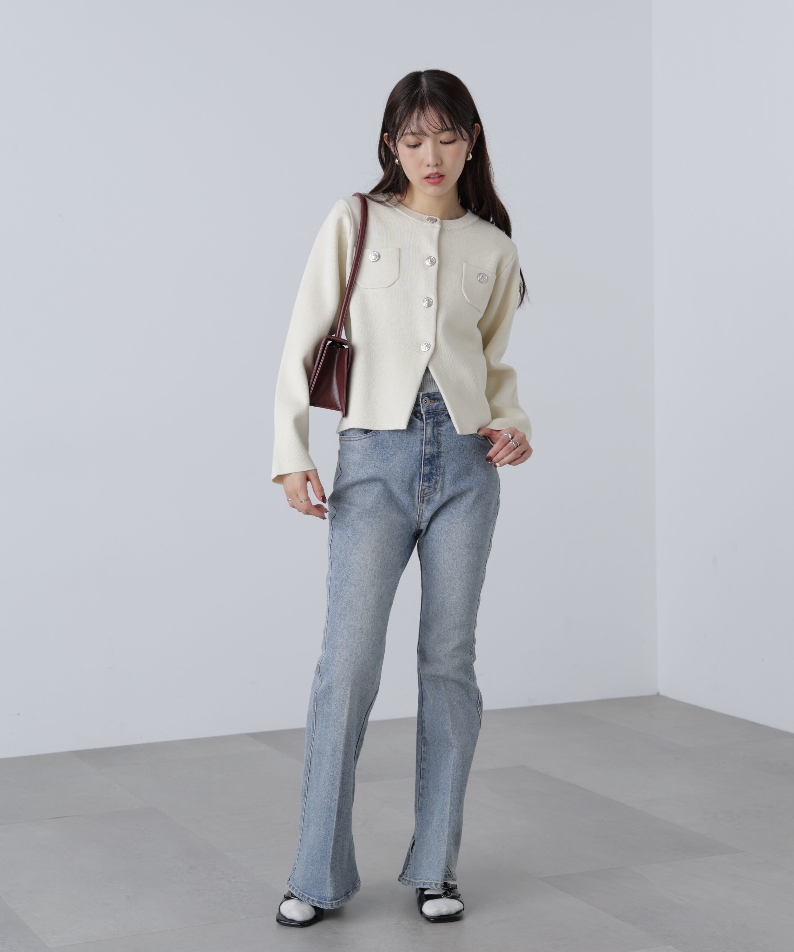  「エンブレムボタンニットカーディガン」|ニット・セーター|