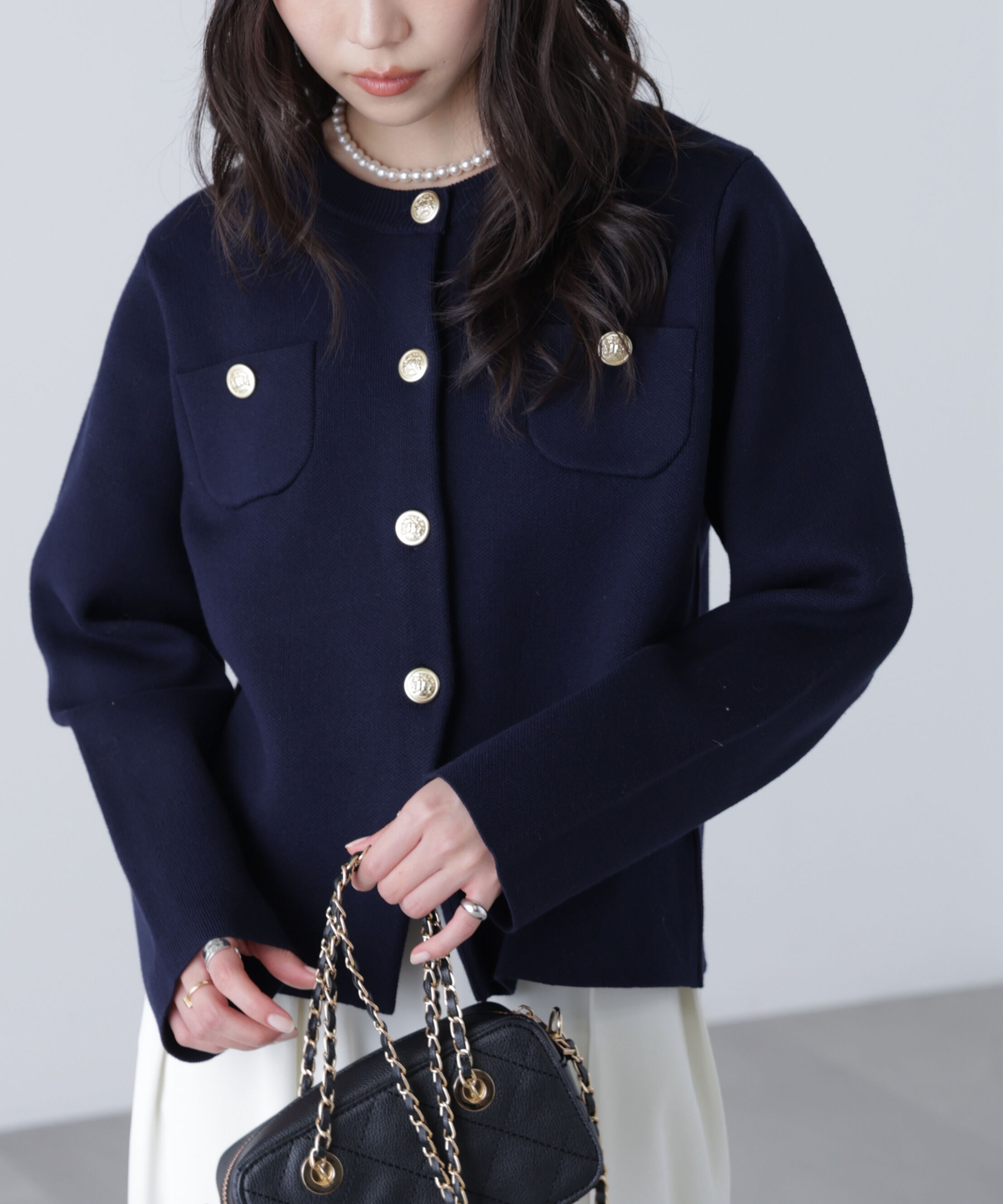  「エンブレムボタンニットカーディガン」|ニット・セーター|