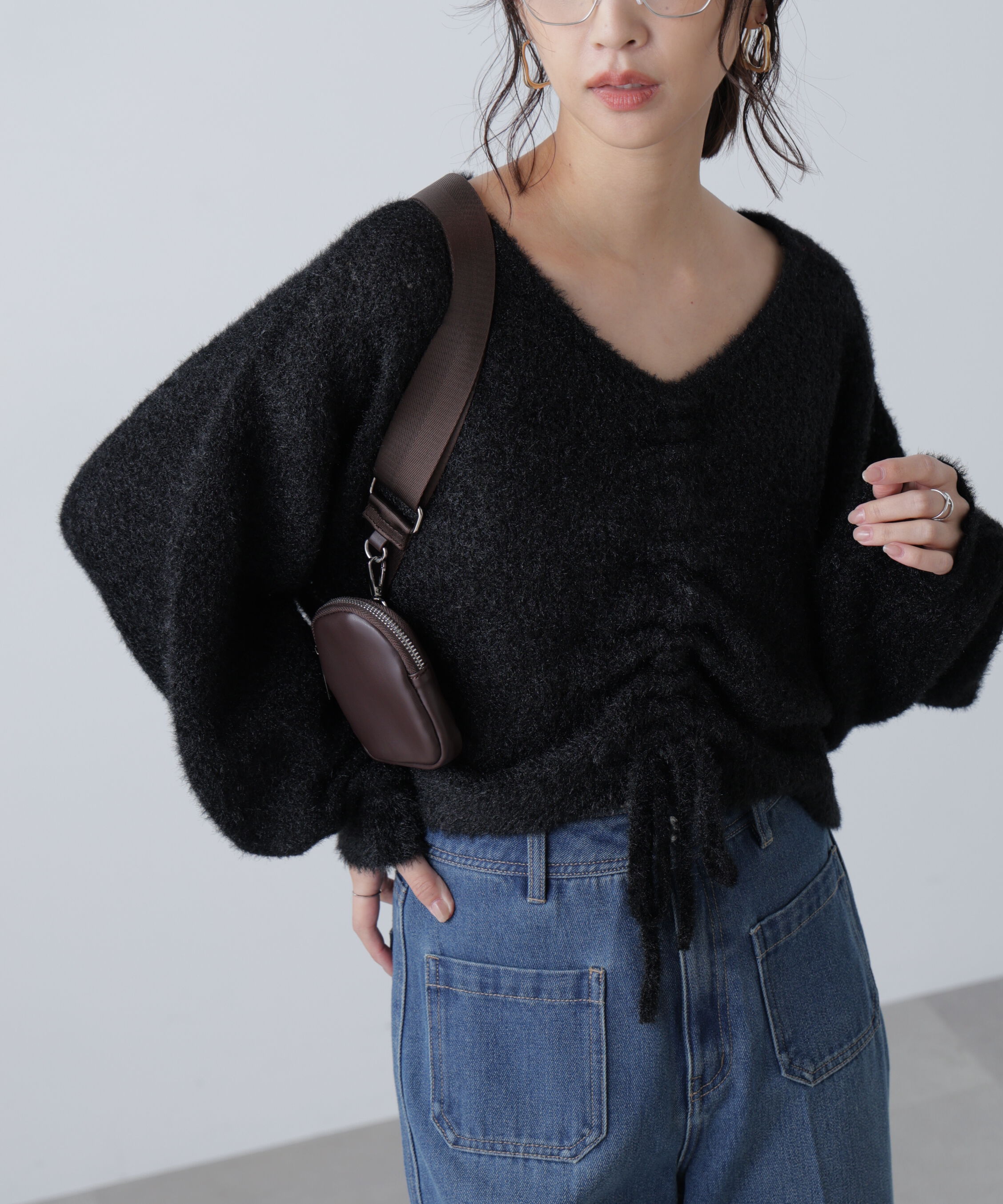  「前後2WAYドロストショート丈ニット」|ニット・セーター|