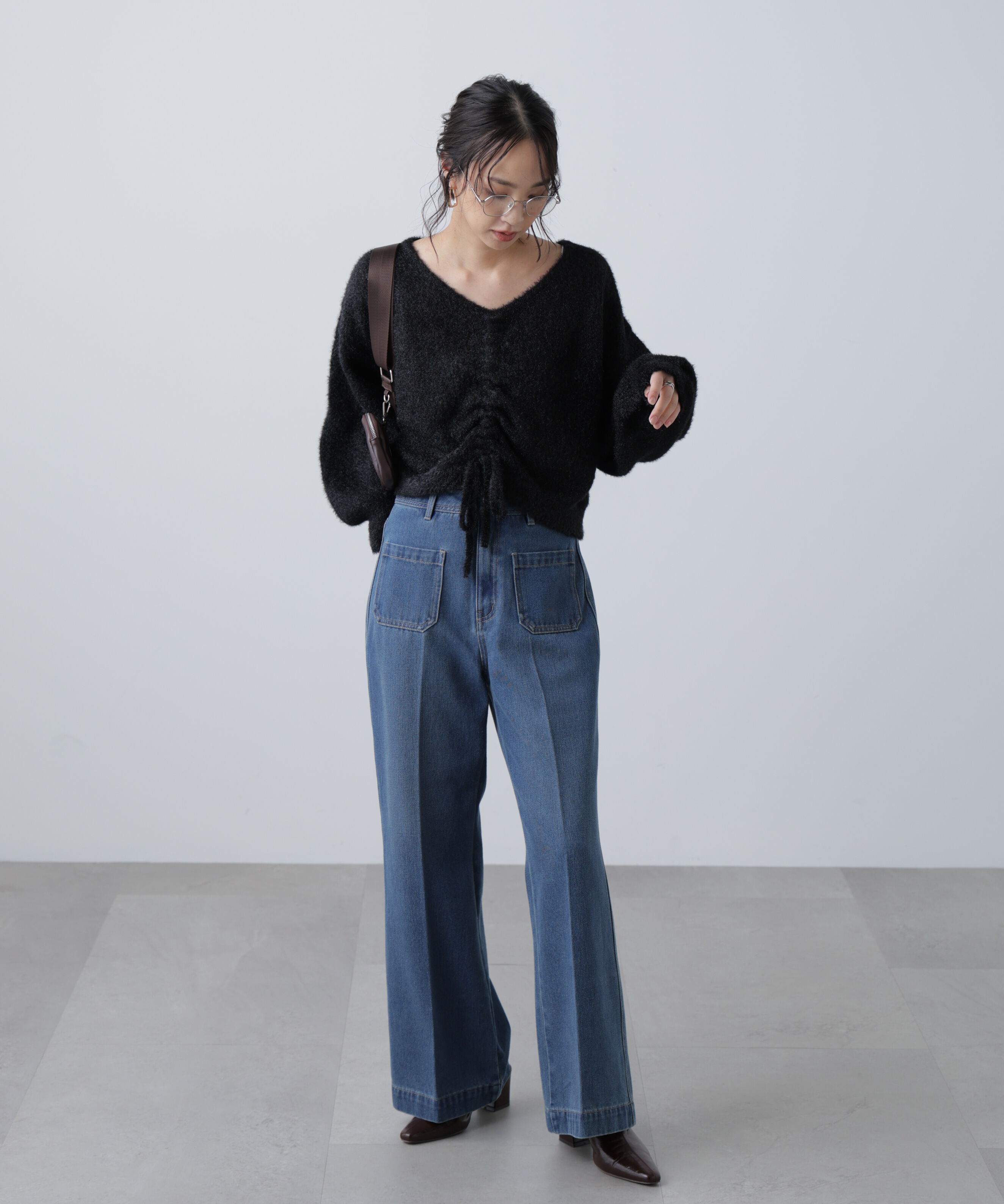  「前後2WAYドロストショート丈ニット」|ニット・セーター|