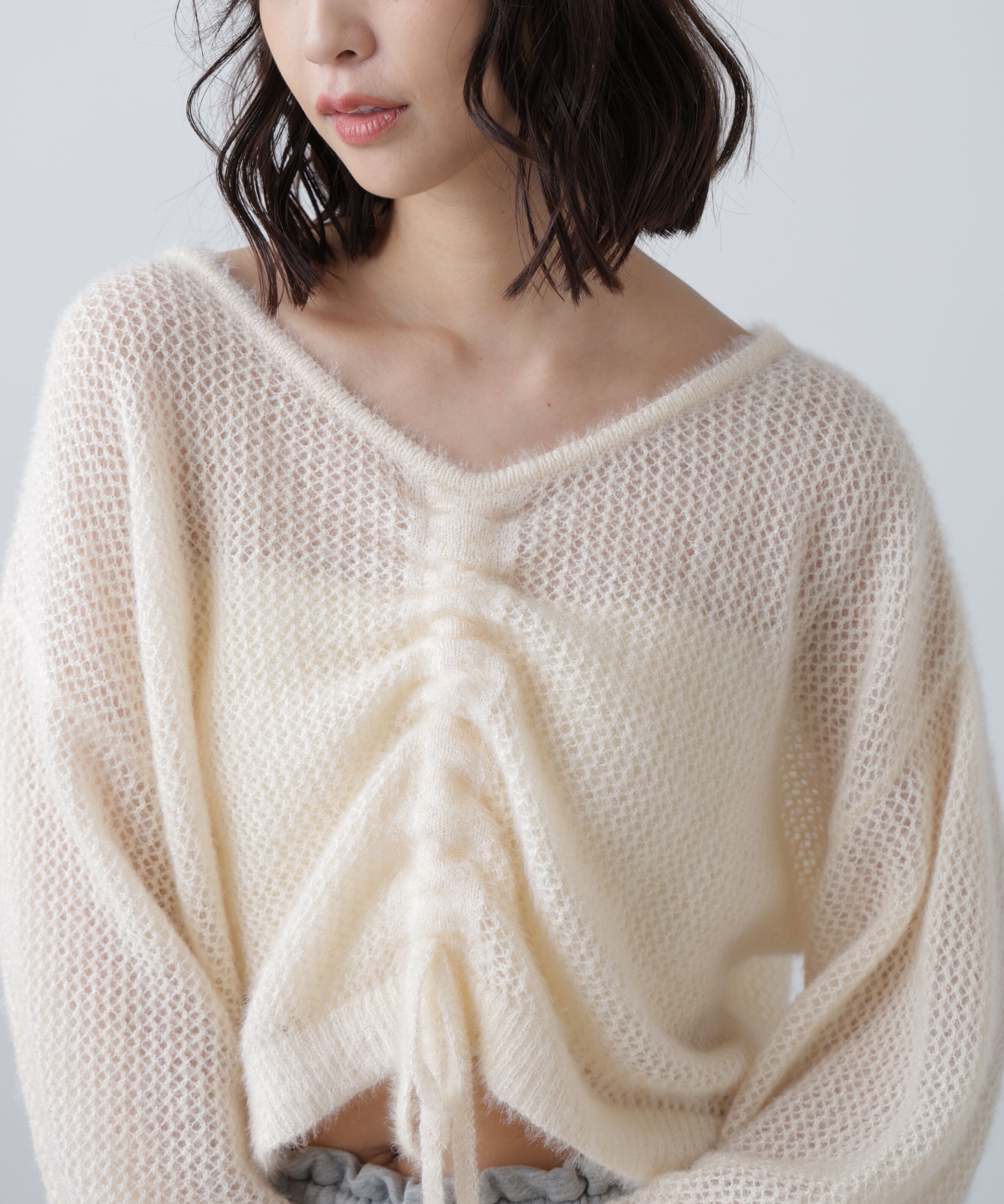  「前後2WAYドロストショート丈ニット」|ニット・セーター|