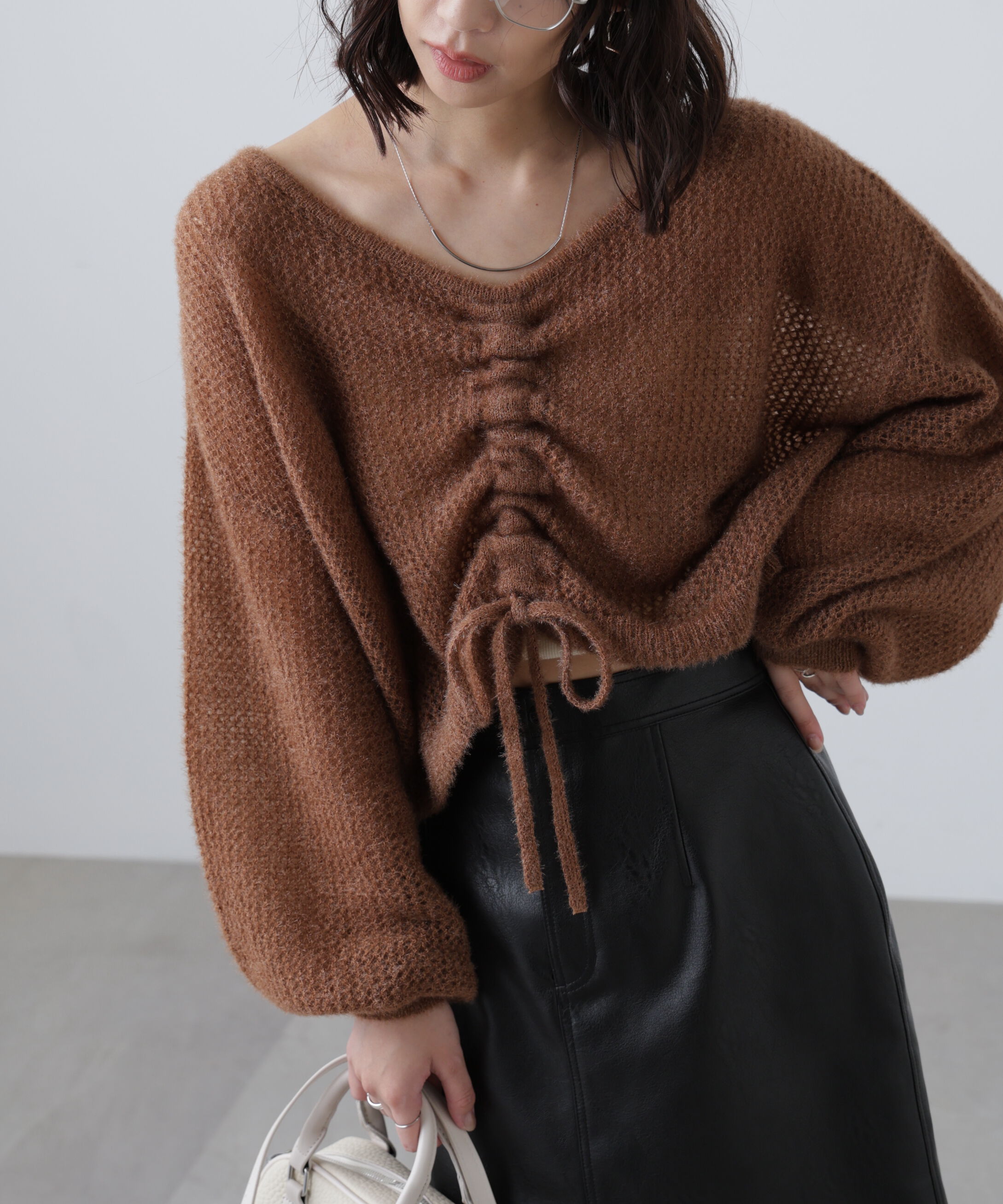  「前後2WAYドロストショート丈ニット」|ニット・セーター|