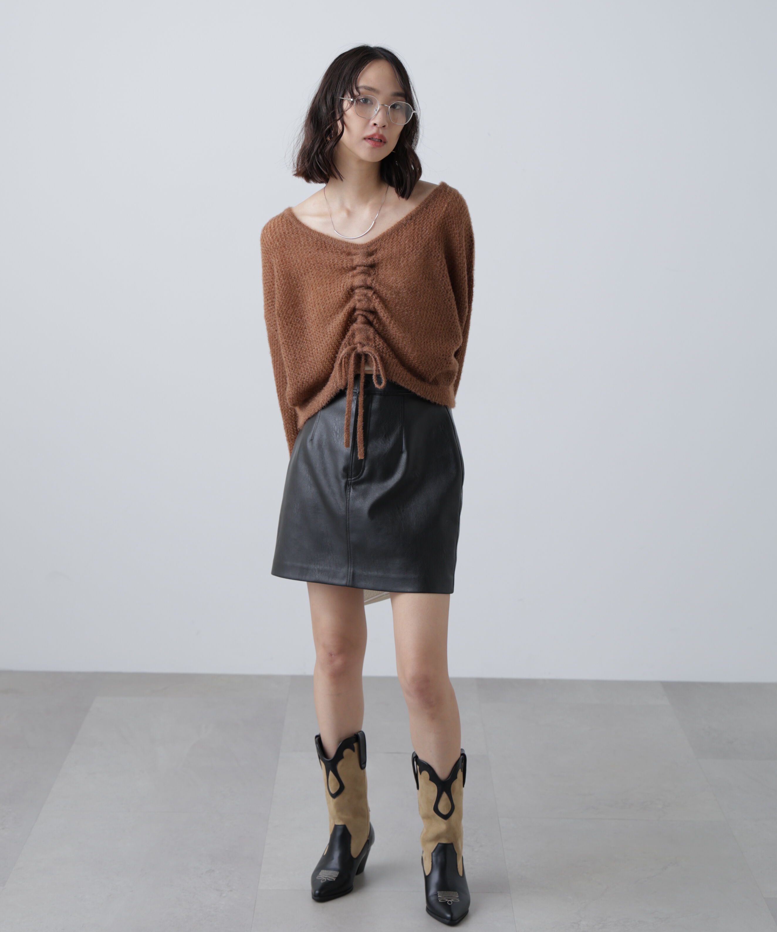  「前後2WAYドロストショート丈ニット」|ニット・セーター|