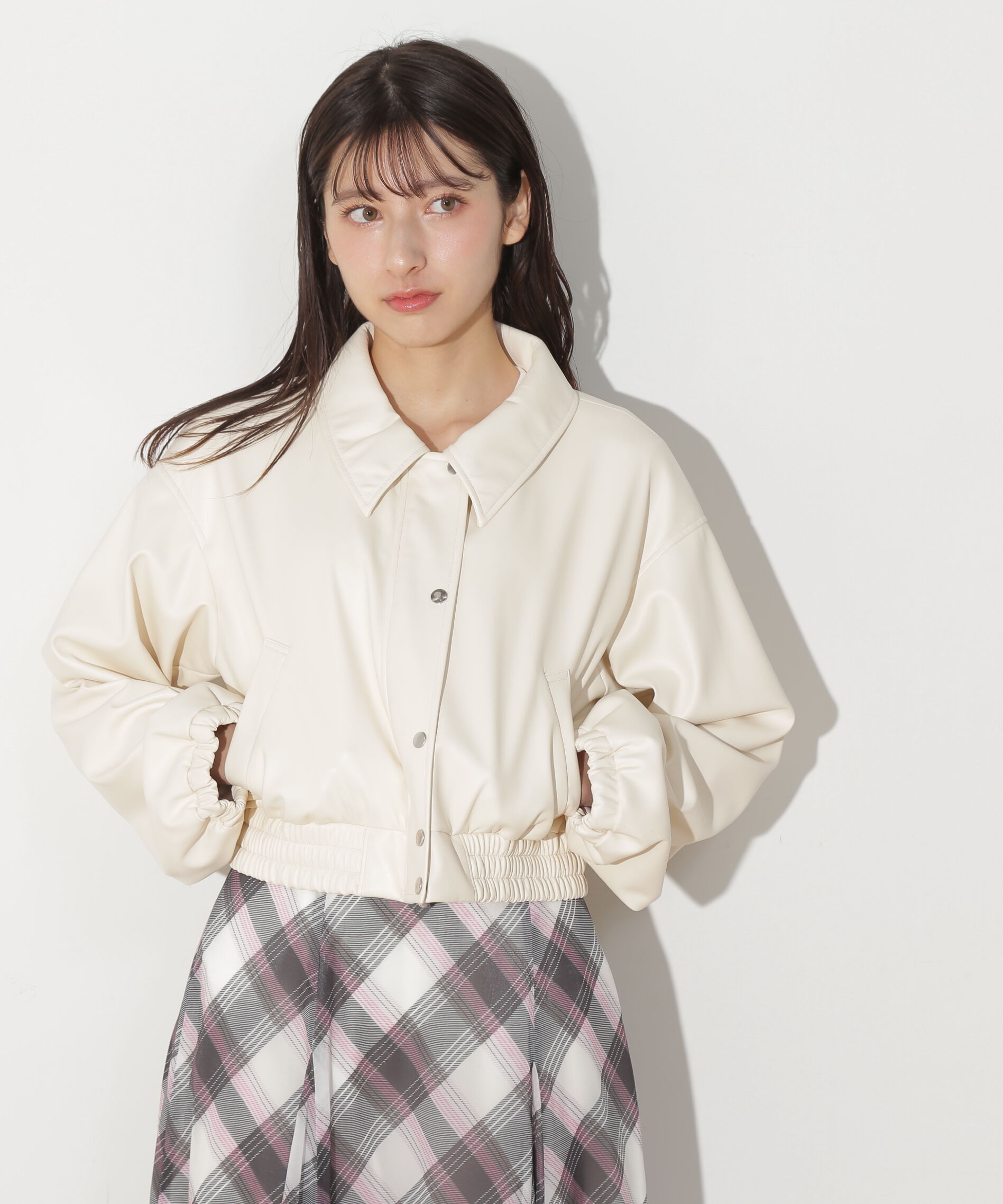  「フェイクレザーショートブルゾン」|その他|