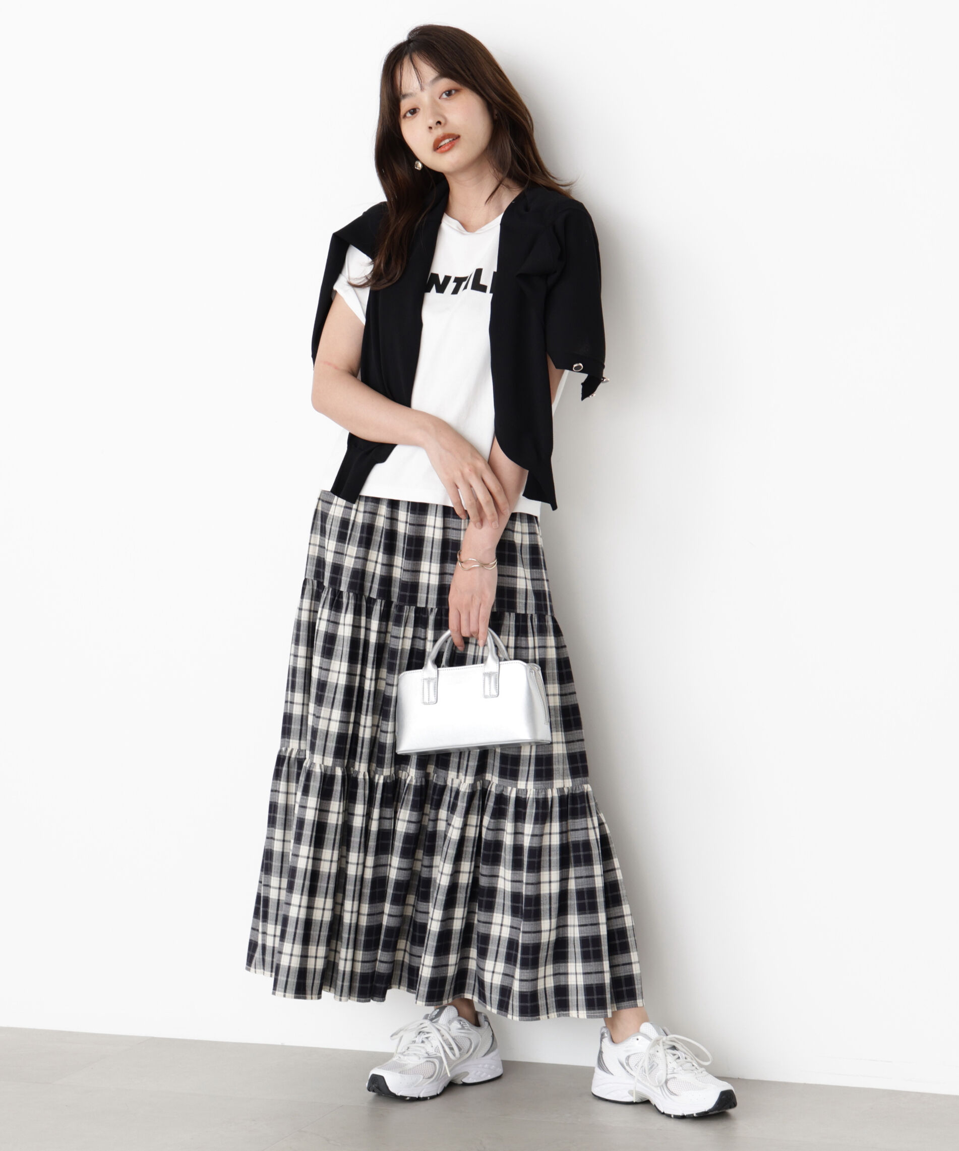 PROPORTION BODY DRESSING「チェック柄ティアードスカート」|スカート|