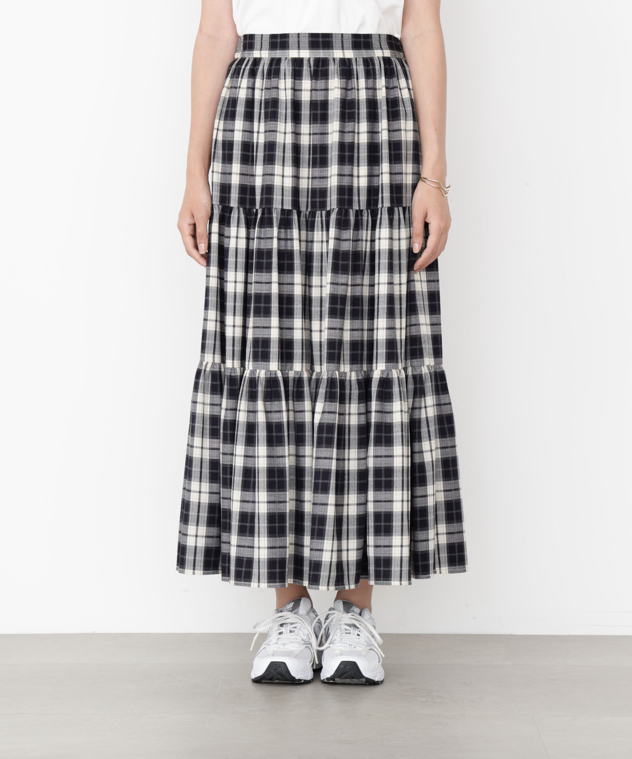 PROPORTION BODY DRESSING「チェック柄ティアードスカート」|スカート|