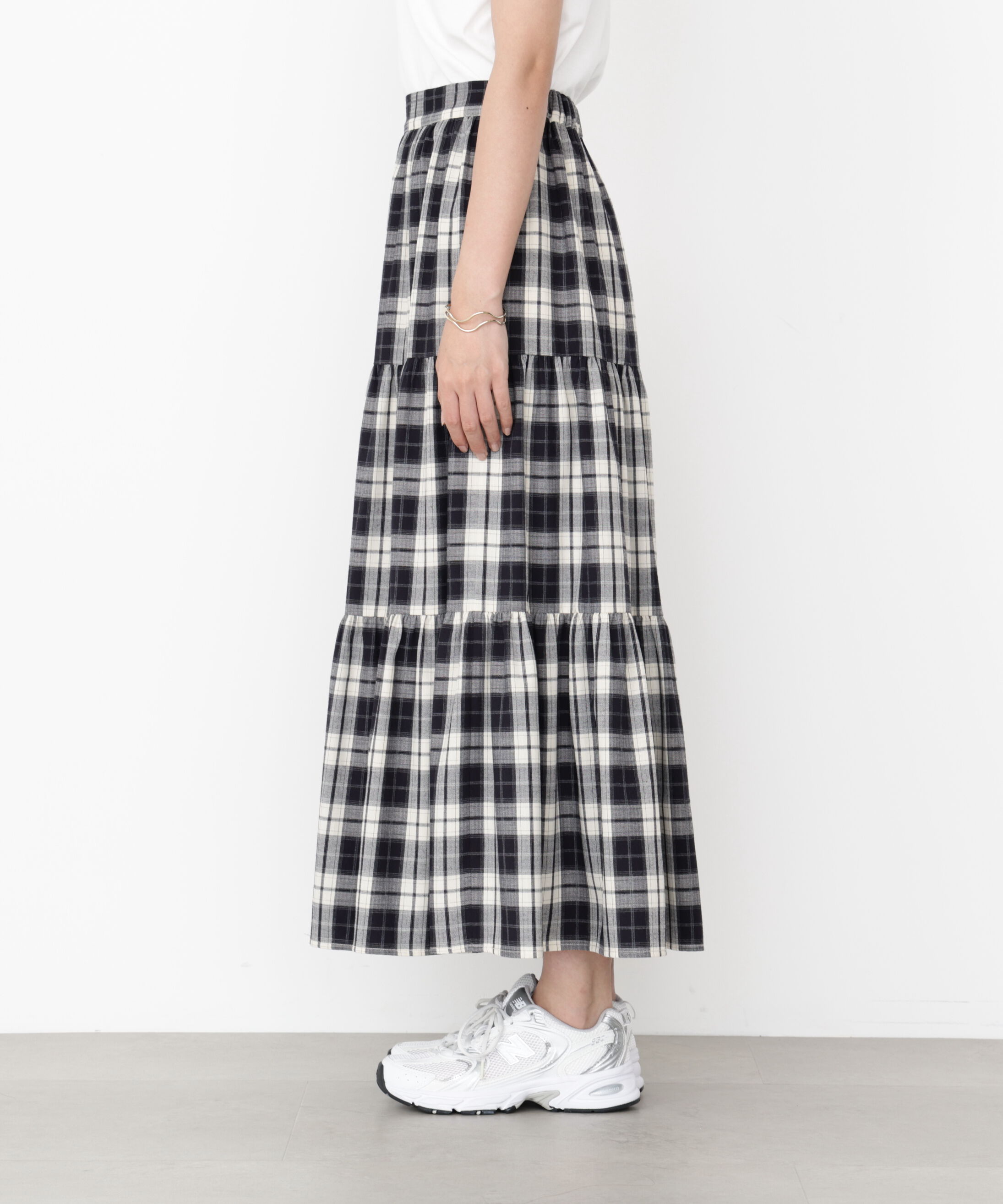 PROPORTION BODY DRESSING「チェック柄ティアードスカート」|スカート|