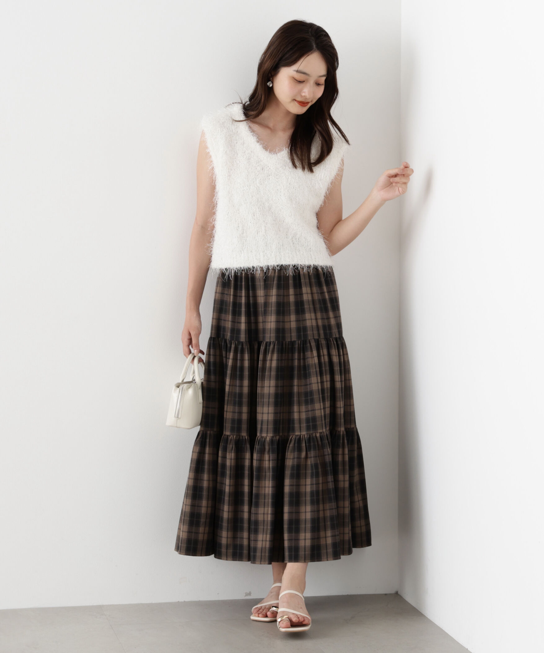 PROPORTION BODY DRESSING「チェック柄ティアードスカート」|スカート|
