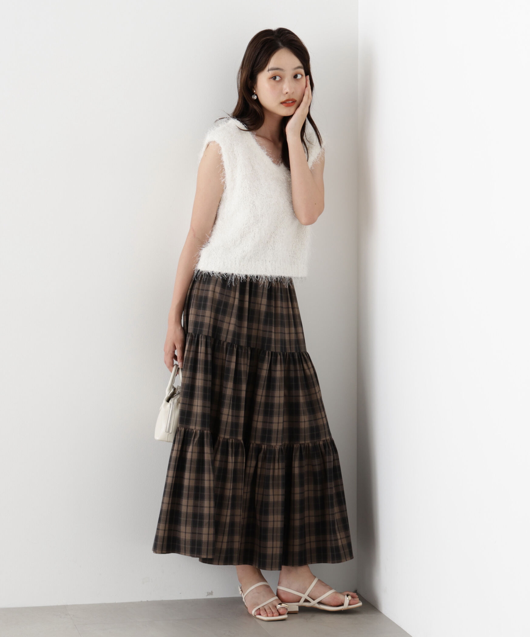 PROPORTION BODY DRESSING「チェック柄ティアードスカート」|スカート|