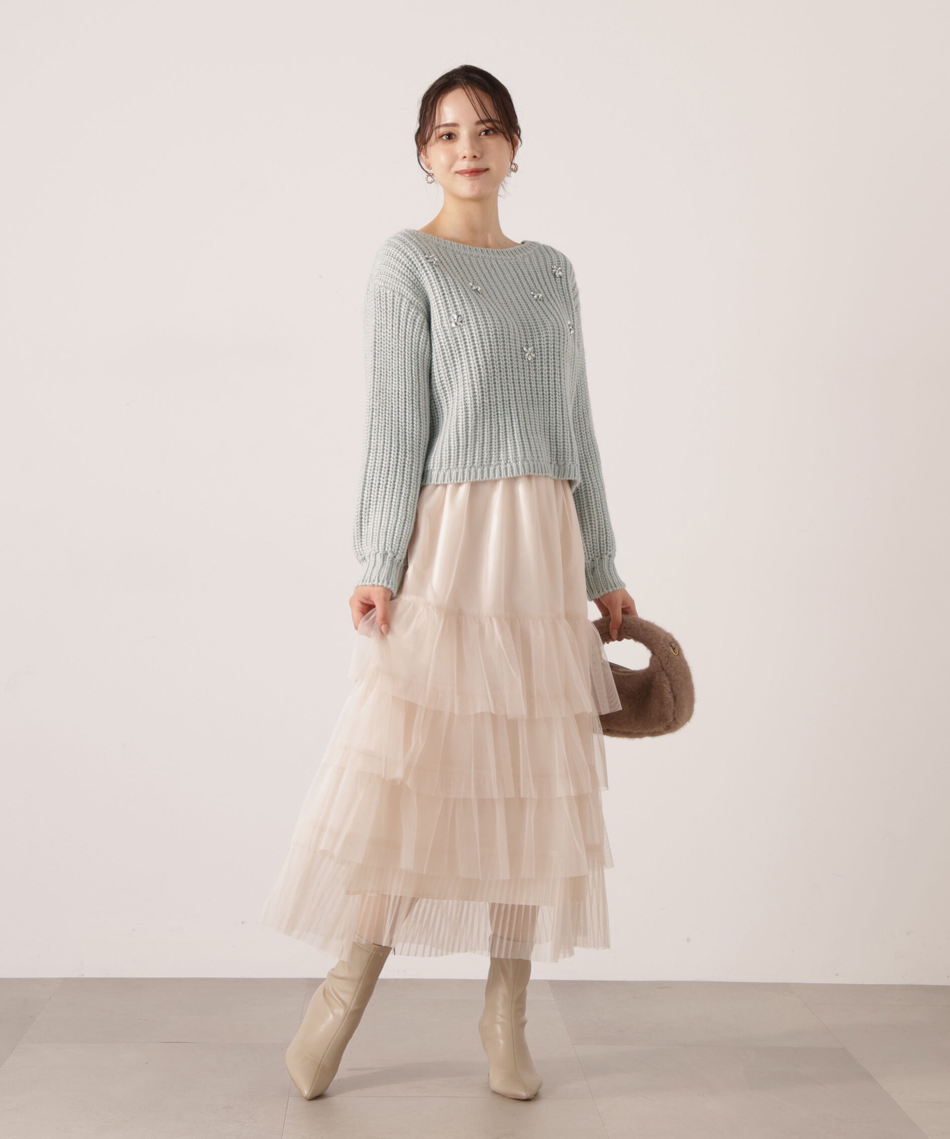 PROPORTION BODY DRESSING「部分プリーツティアードスカート　25AW」|スカート|