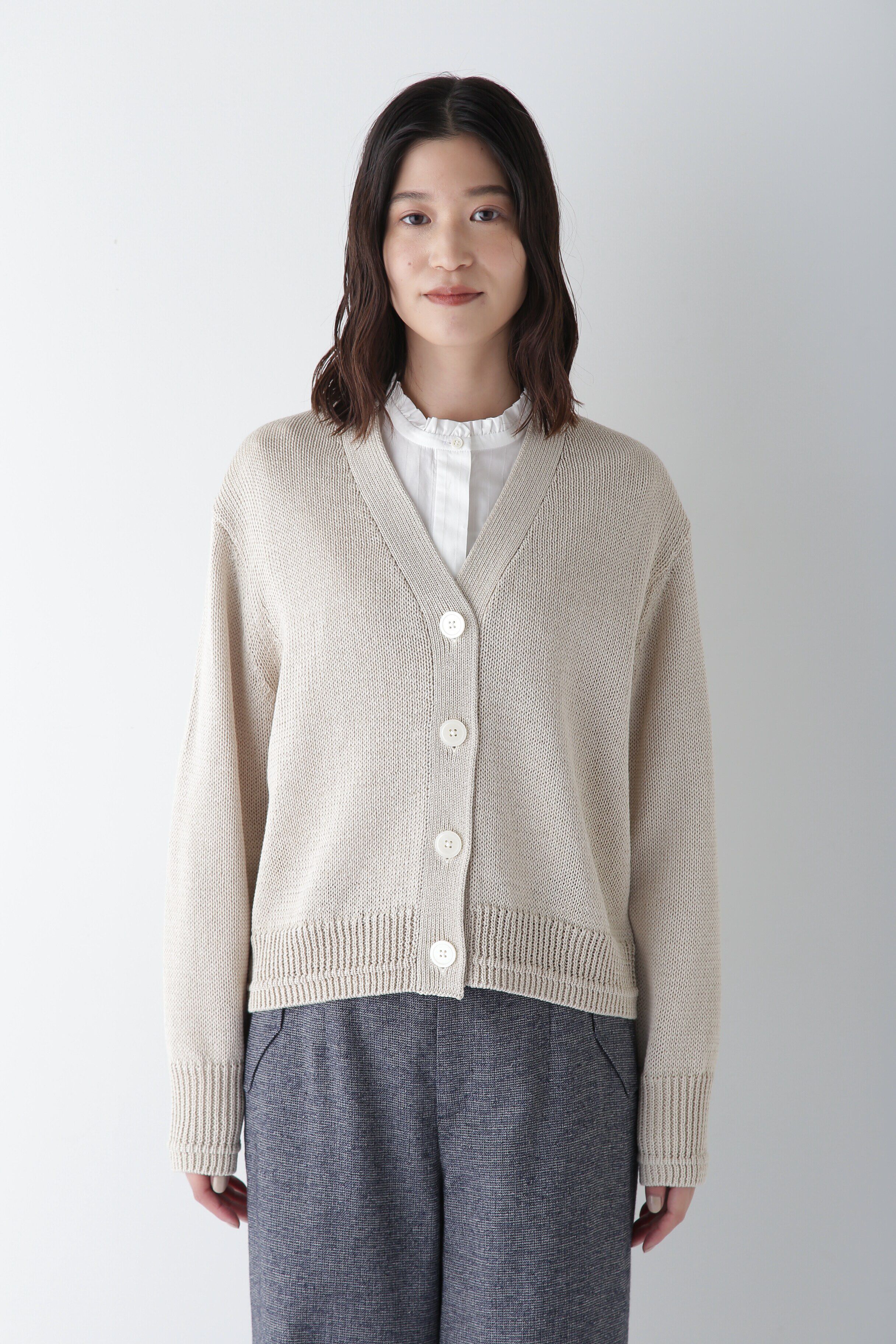  「◆【ウォッシャブル】ギマコットンＶネックカーディガン」|ニット・セーター|