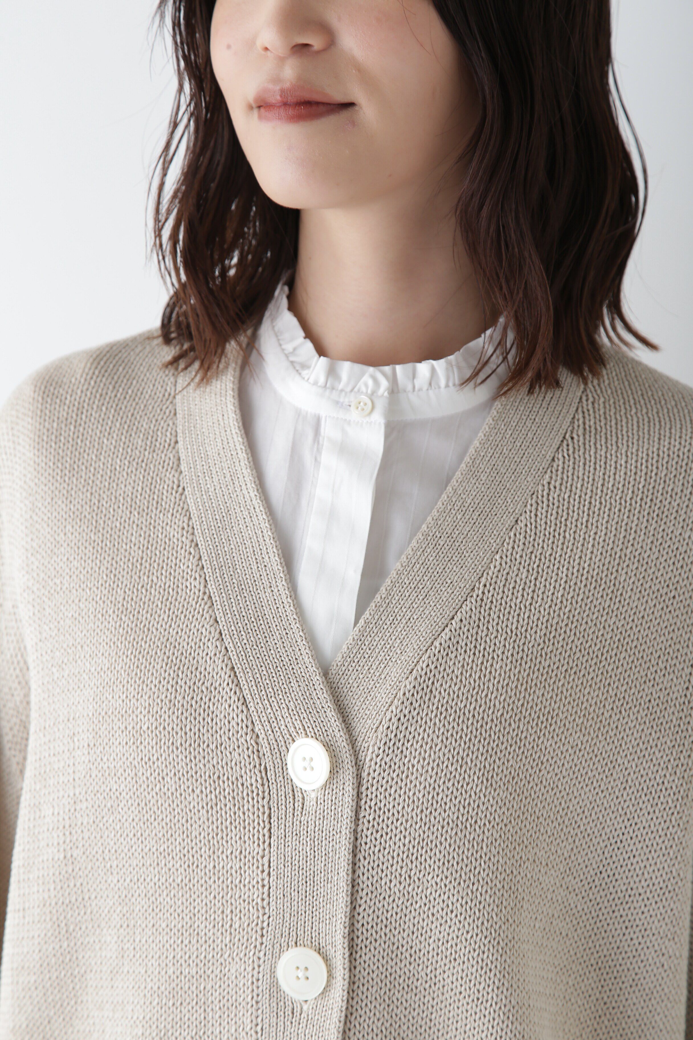  「◆【ウォッシャブル】ギマコットンＶネックカーディガン」|ニット・セーター|