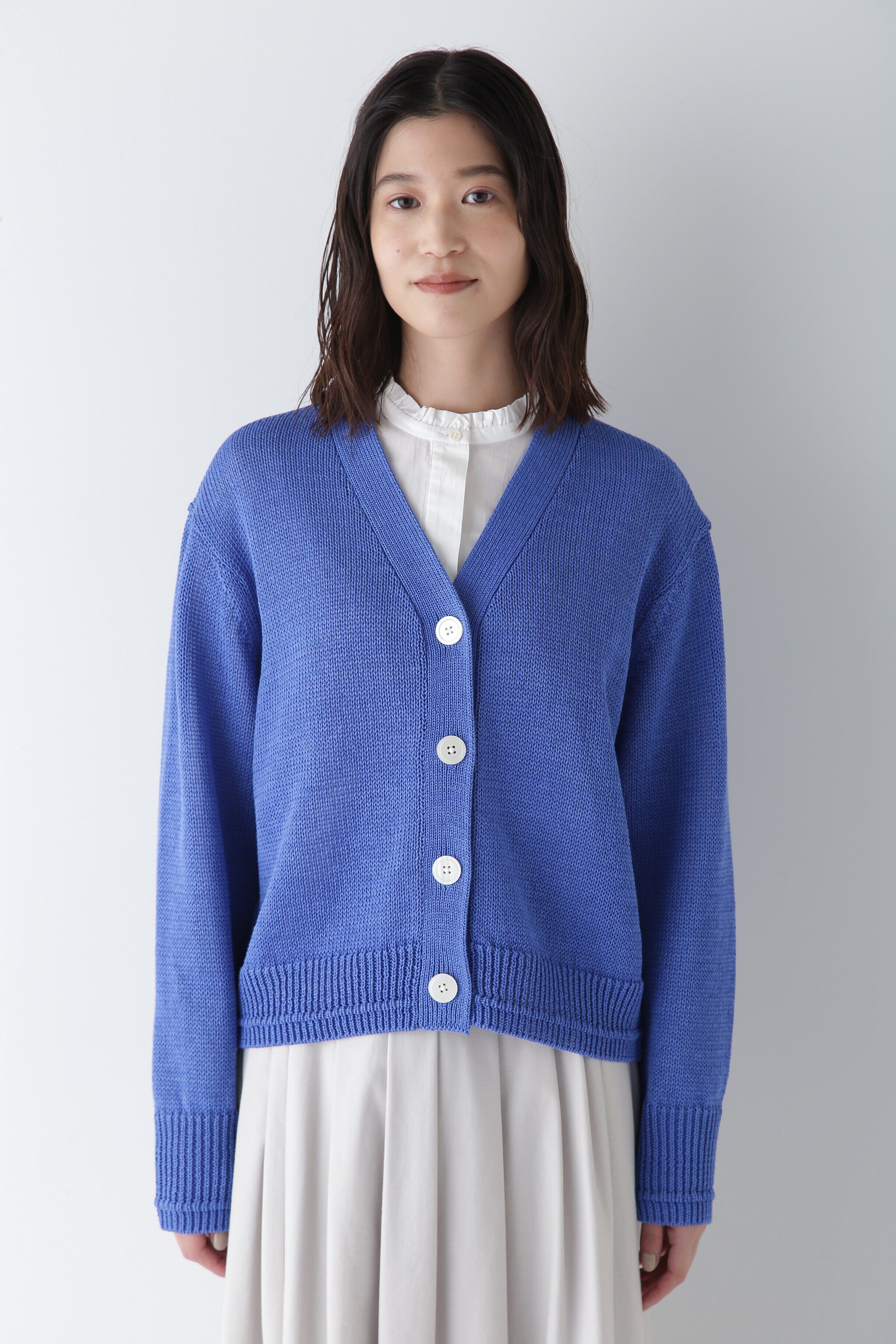 「◆【ウォッシャブル】ギマコットンＶネックカーディガン」|ニット・セーター|