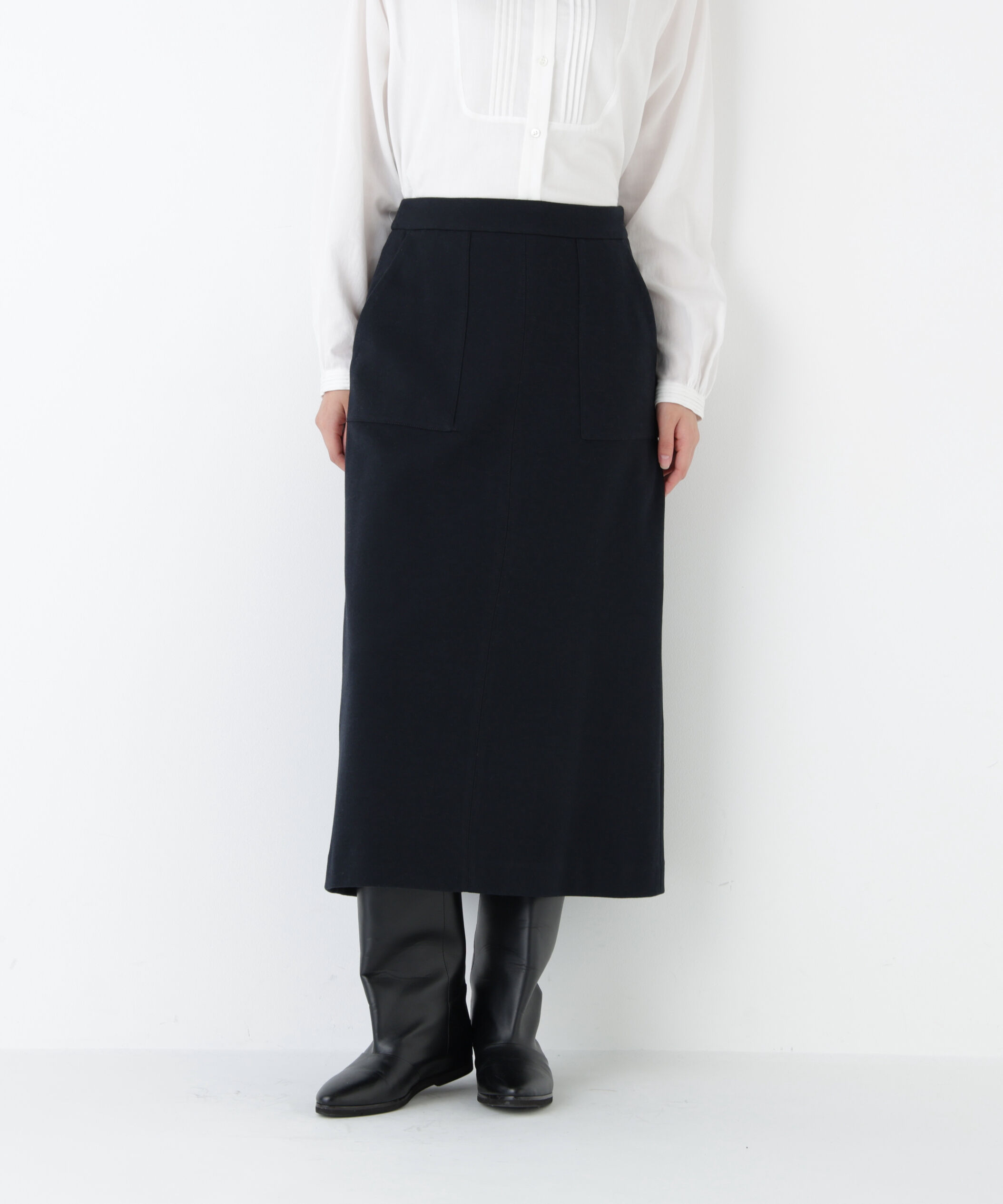  「◆ニードルパンチプルオーバースカート」|スカート|ネイビー