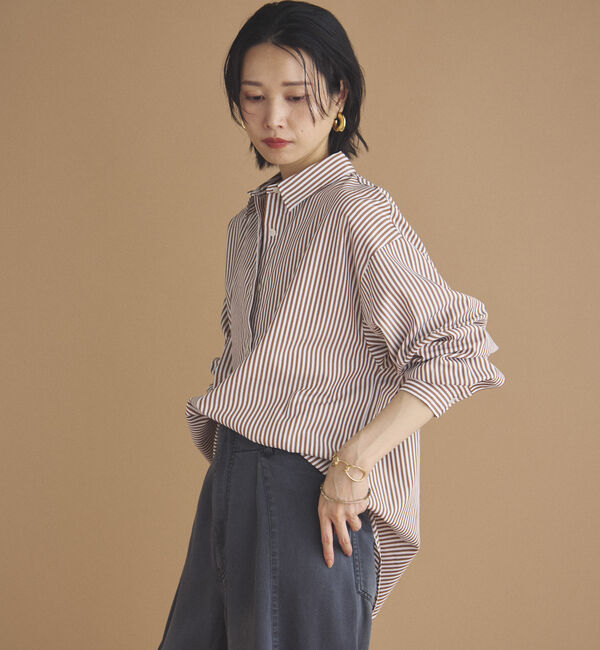 Doux archives「ストライプベーシックオーバーシャツ」|シャツ・ブラウス|