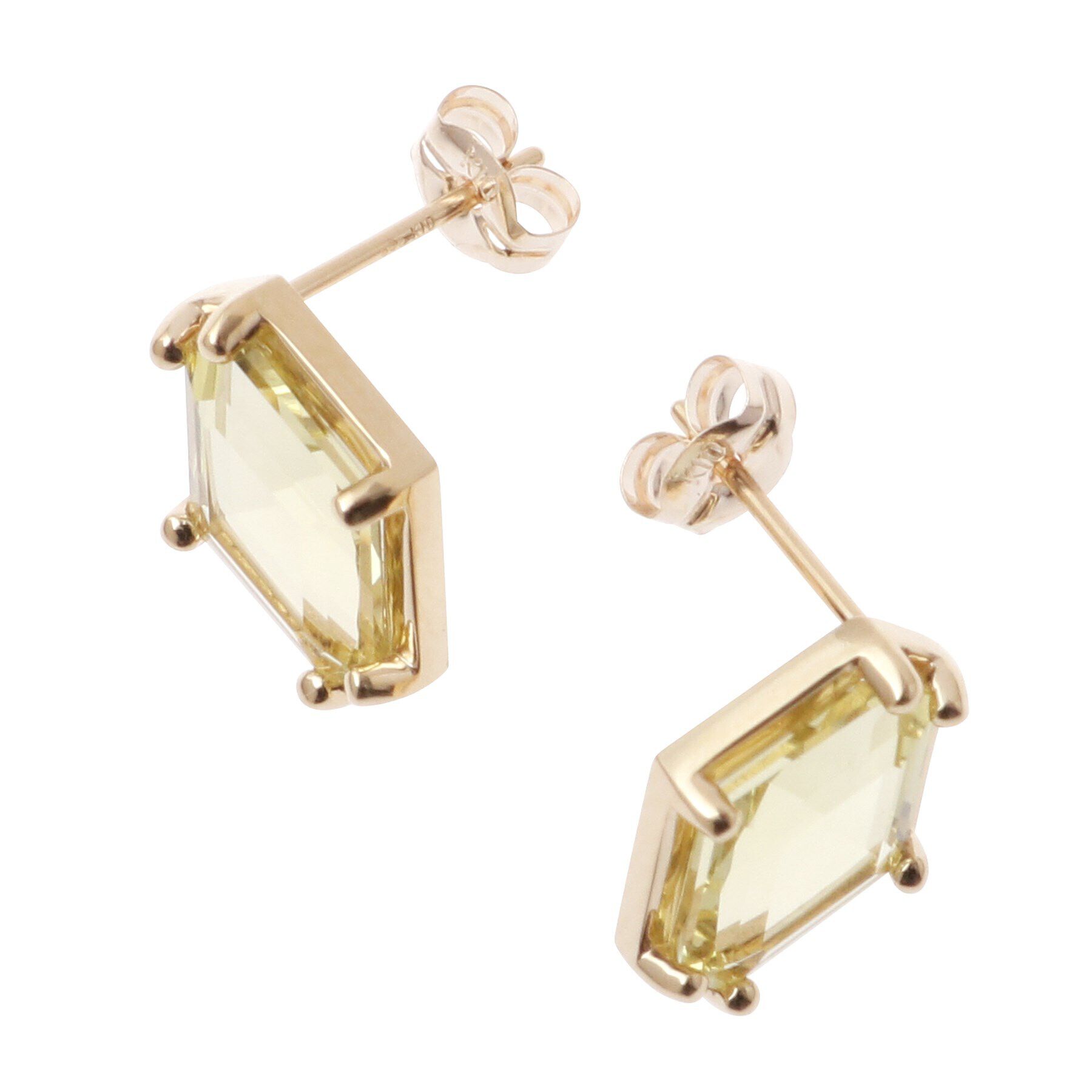 COCOSHNIK「K10レモンクォーツ ヘキサゴンカット　スタッズピアス」|ピアス|