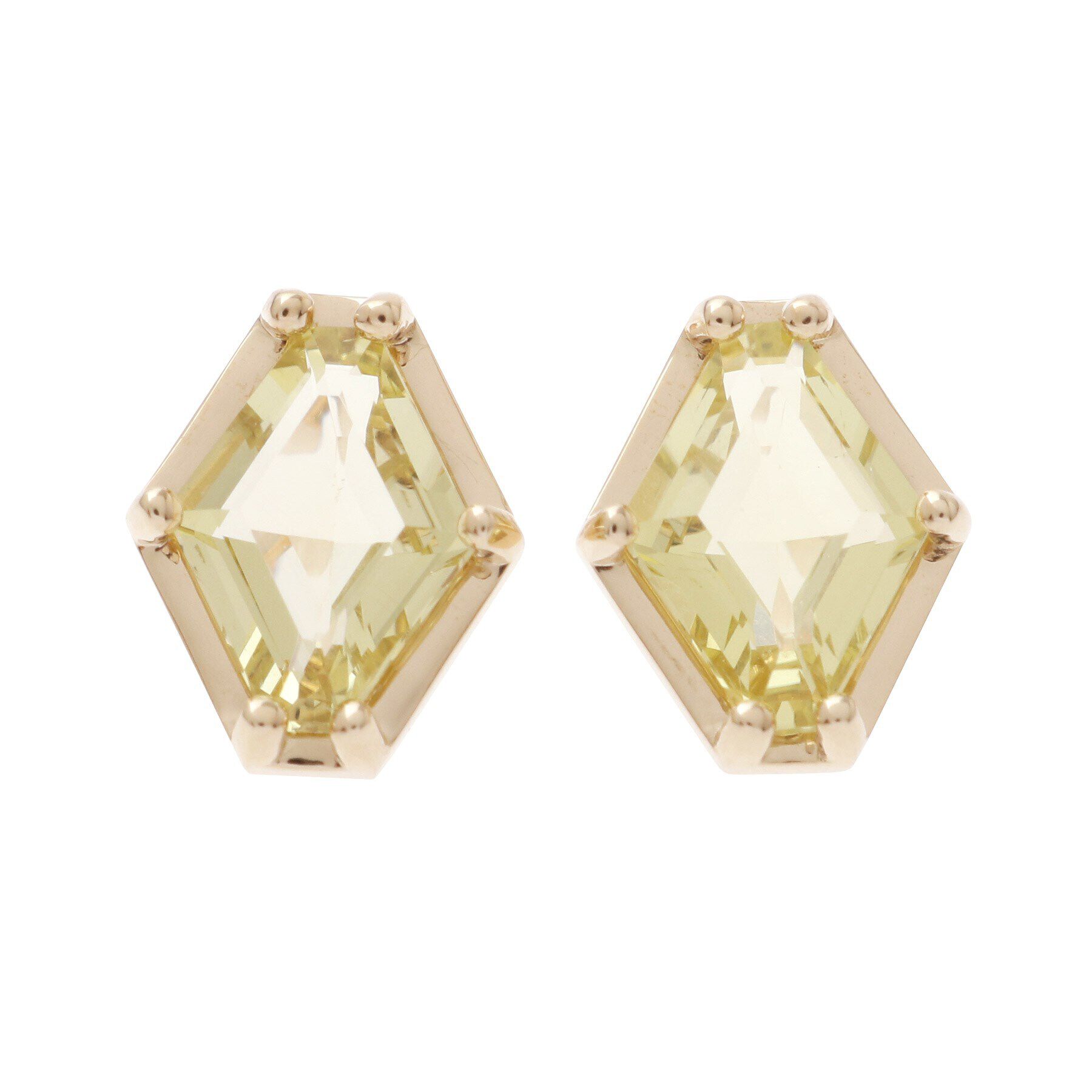 COCOSHNIK「K10レモンクォーツ ヘキサゴンカット　スタッズピアス」|ピアス|