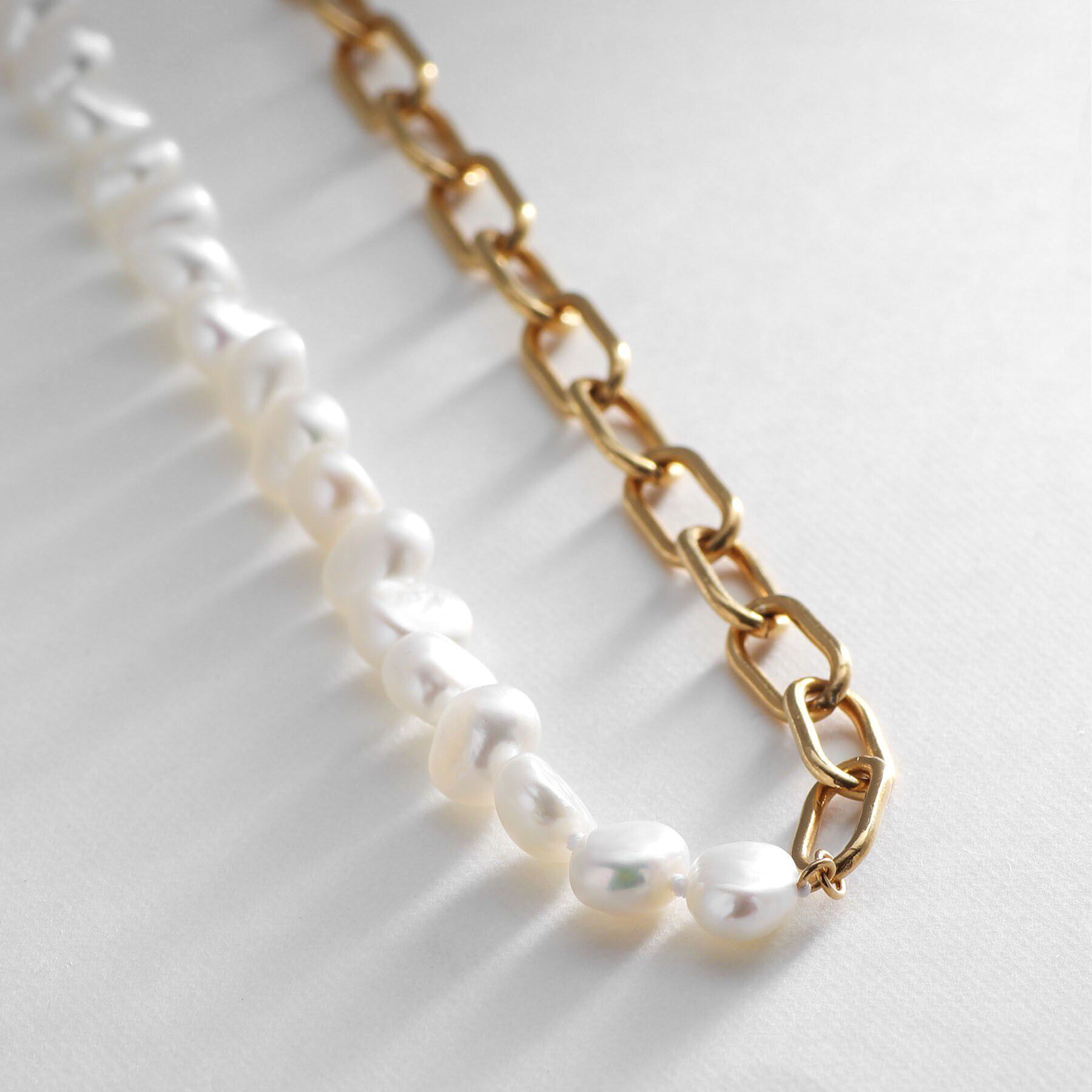 COCOSHNIK ONKITSCH「シルバー バロックパール チェーンミックス ネックレス GP」|ネックレス|