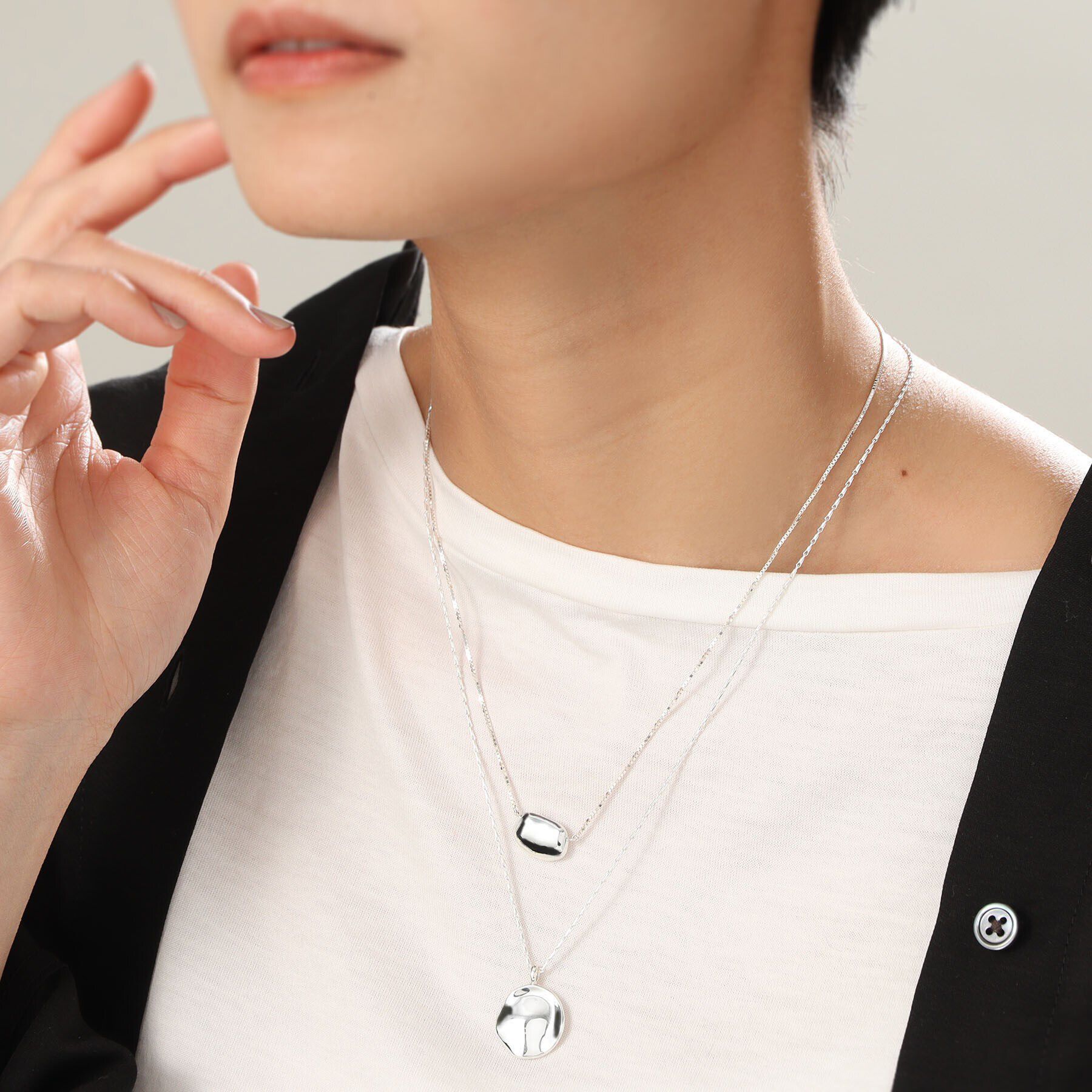 COCOSHNIK ONKITSCH「シルバー ニュアンスネック ビーンズ」|ネックレス|