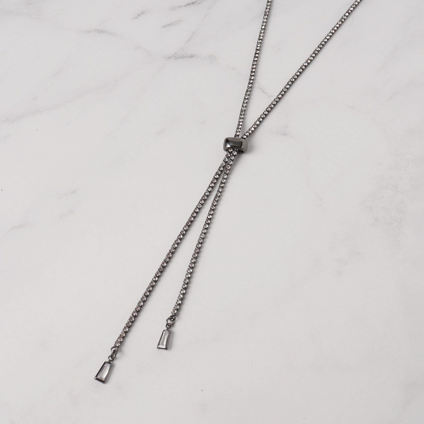 SHOO･LA･RUE「キラキラダイヤレーンネックレス」|ネックレス|ブラックシルバー(0