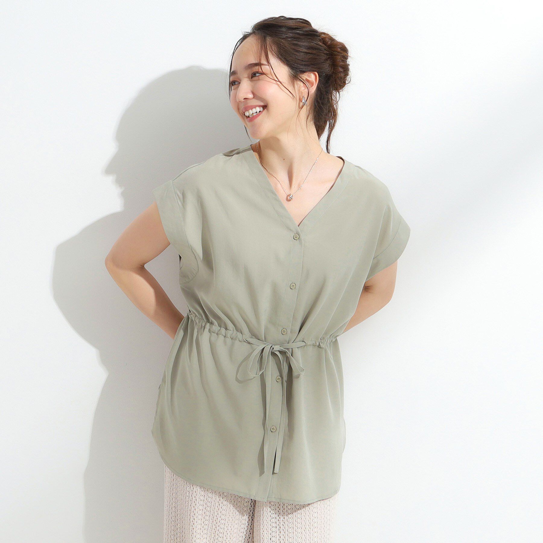 SHOO･LA･RUE「【S-LL】シルエットが変えられる サファリシャツ」|シャツ・ブラウス|
