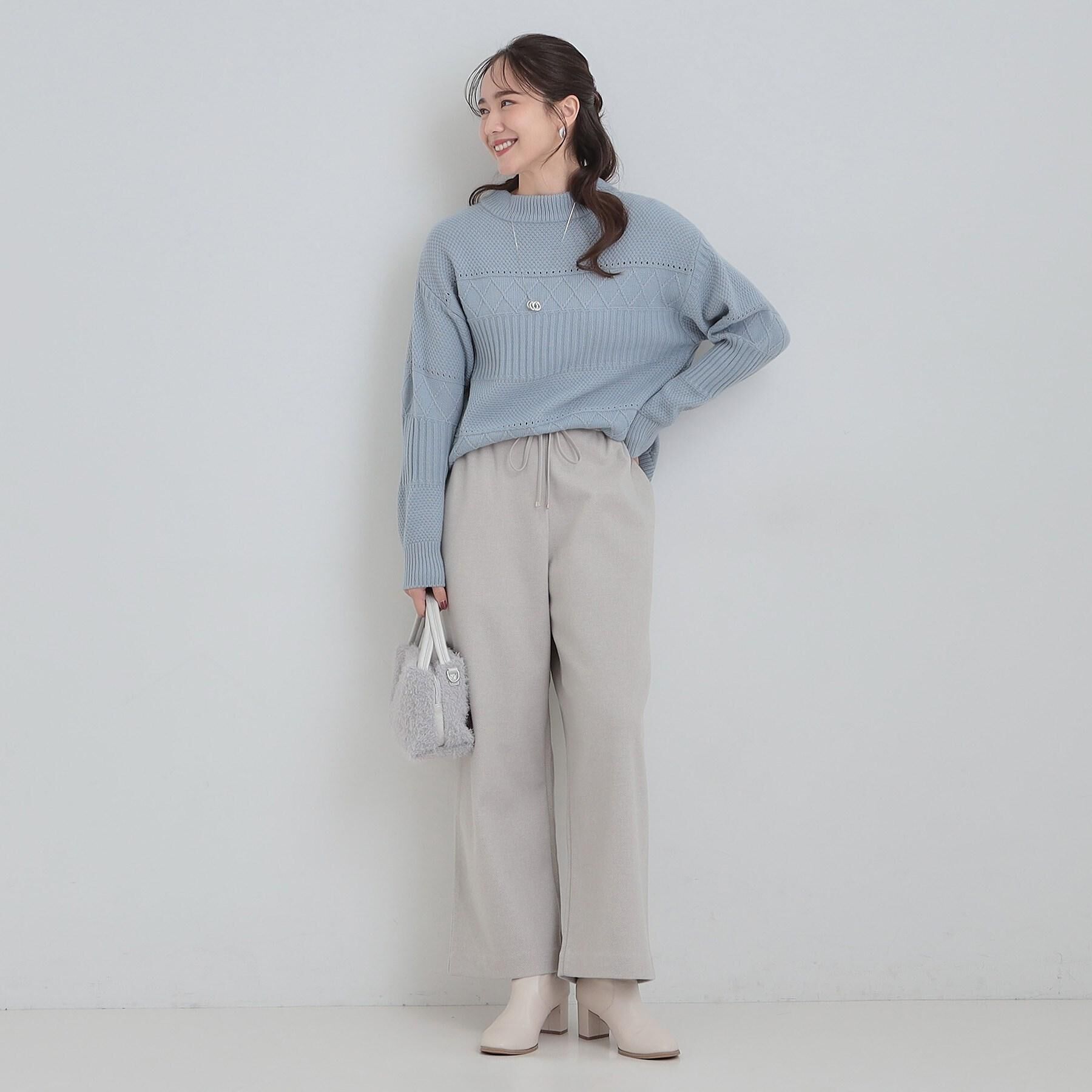 SHOO･LA･RUE「【洗濯機可/毛玉レス/S-LL】1枚でサマ見え ミックスケーブル柄ニット」|ニット・セーター|