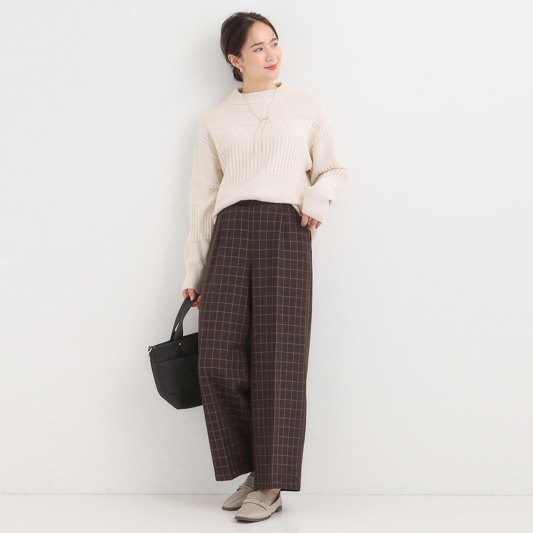 SHOO･LA･RUE「【洗濯機可/毛玉レス/S-LL】1枚でサマ見え ミックスケーブル柄ニット」|ニット・セーター|