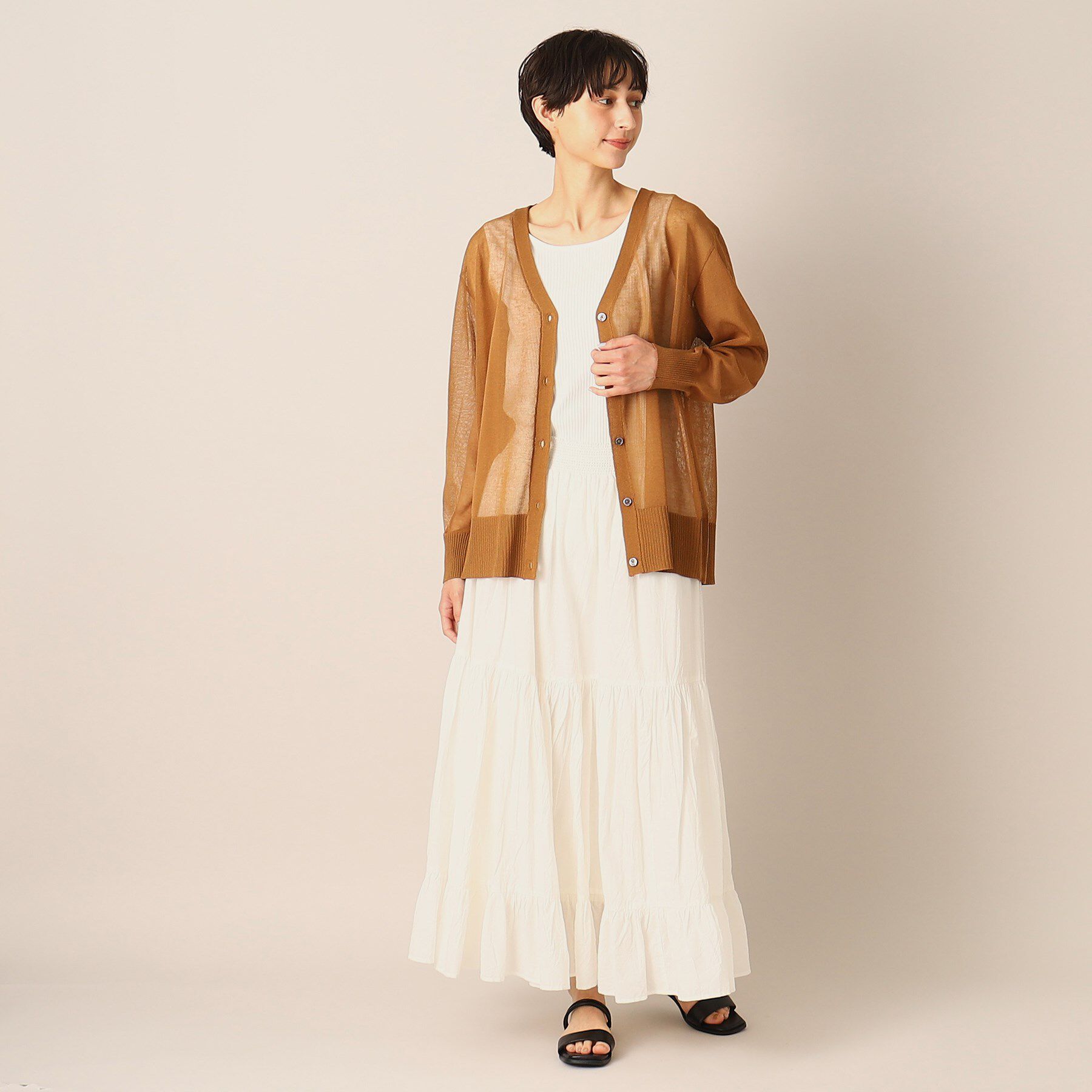 Dessin「【洗える】リネンブレンドVネックカーディガン」|カーディガン|