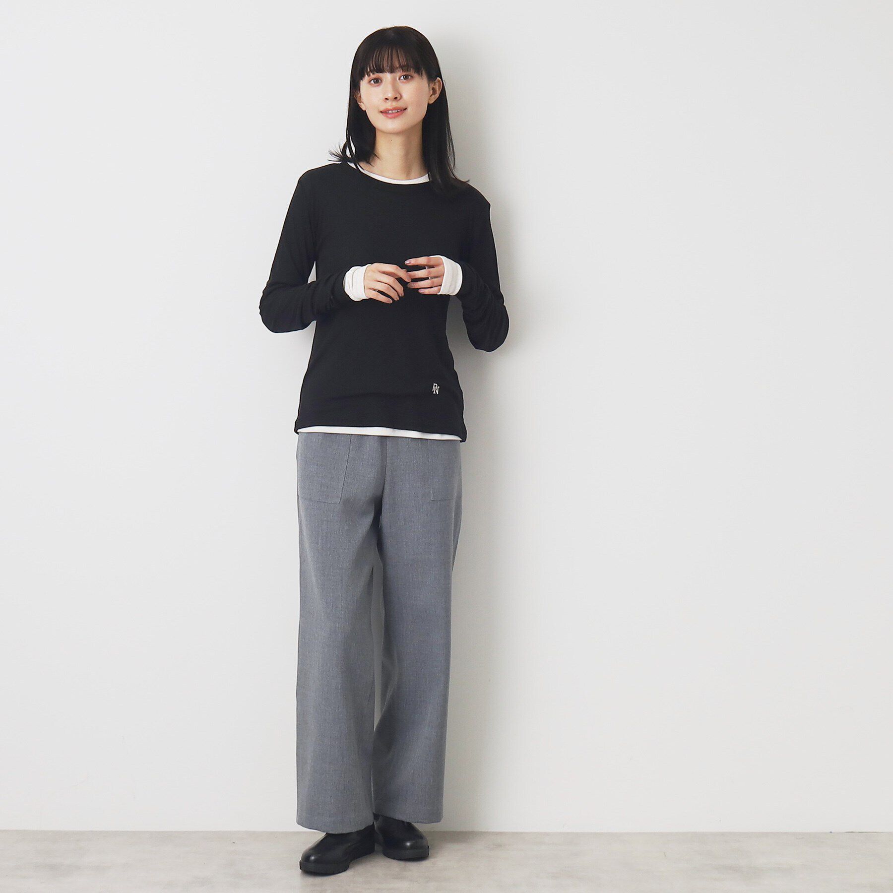 Dessin「【洗える】リブクルーネックロングスリーブ」|Tシャツ・カットソー|