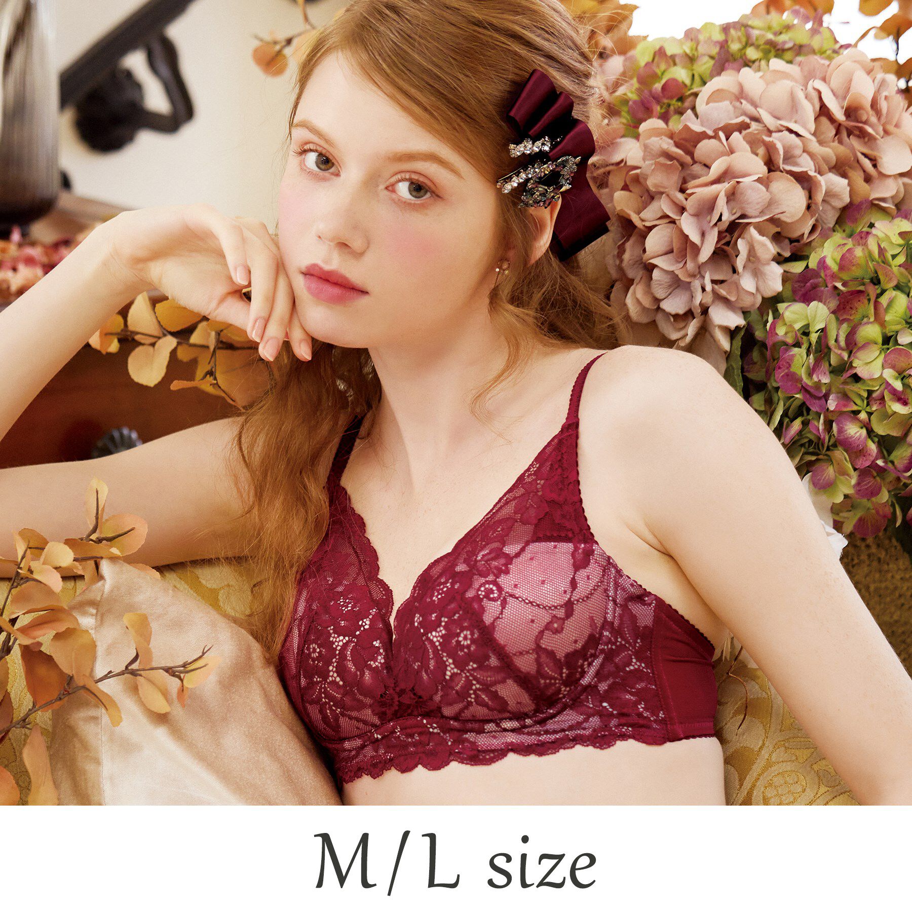 Risa Magli「ノーラ ナチュラルアレンジブラ（M-L）」|インナー|ボルドー(064)