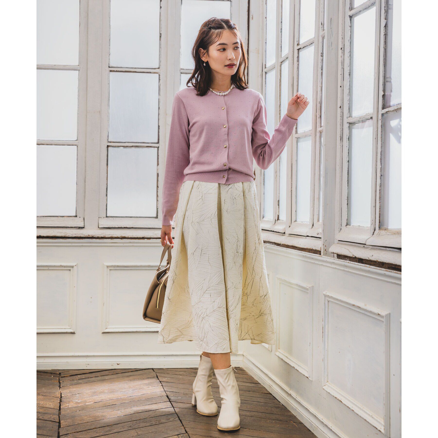 ITS&rsquo;DEMO「【手洗い可／アンチピリング】ハートボタンドットカーデ」|カーディガン|