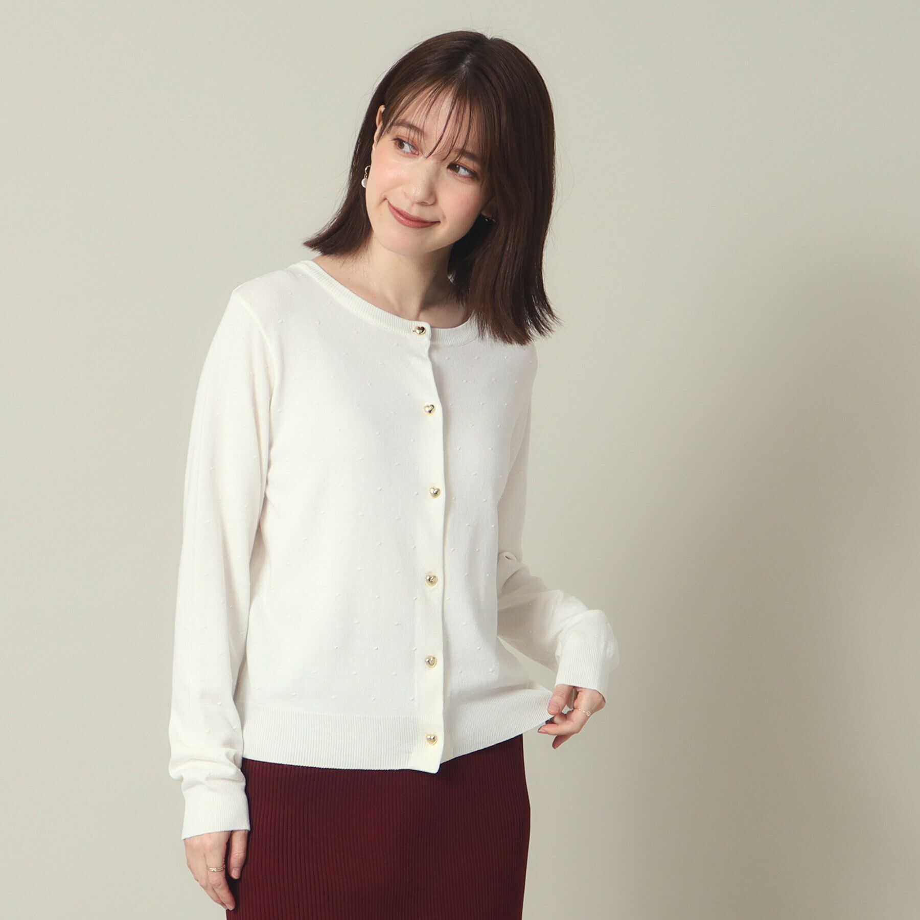 ITS&rsquo;DEMO「【手洗い可／アンチピリング】ハートボタンドットカーデ」|カーディガン|