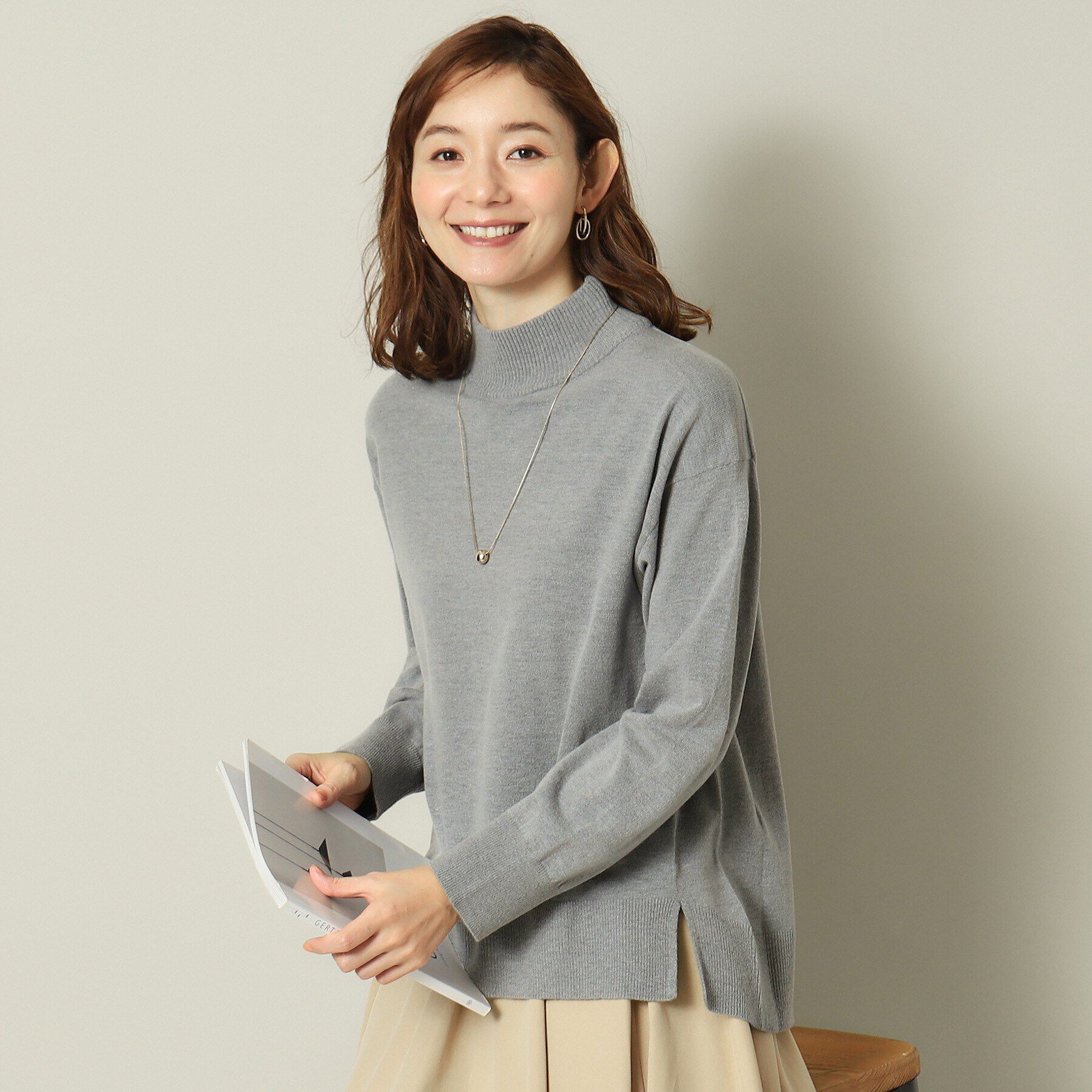 ITS&rsquo;DEMO「【手洗い可】ハイネックニット」|ニット・セーター|グレー(012)