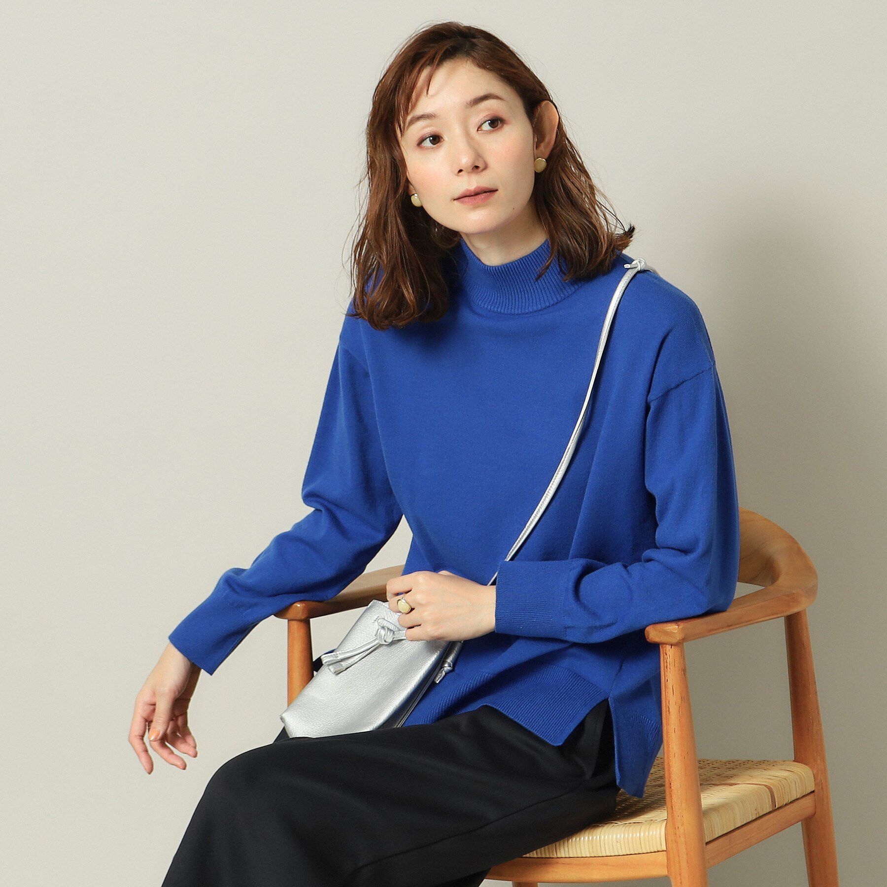 ITS&rsquo;DEMO「【手洗い可】ハイネックニット」|ニット・セーター|ブルー(092)