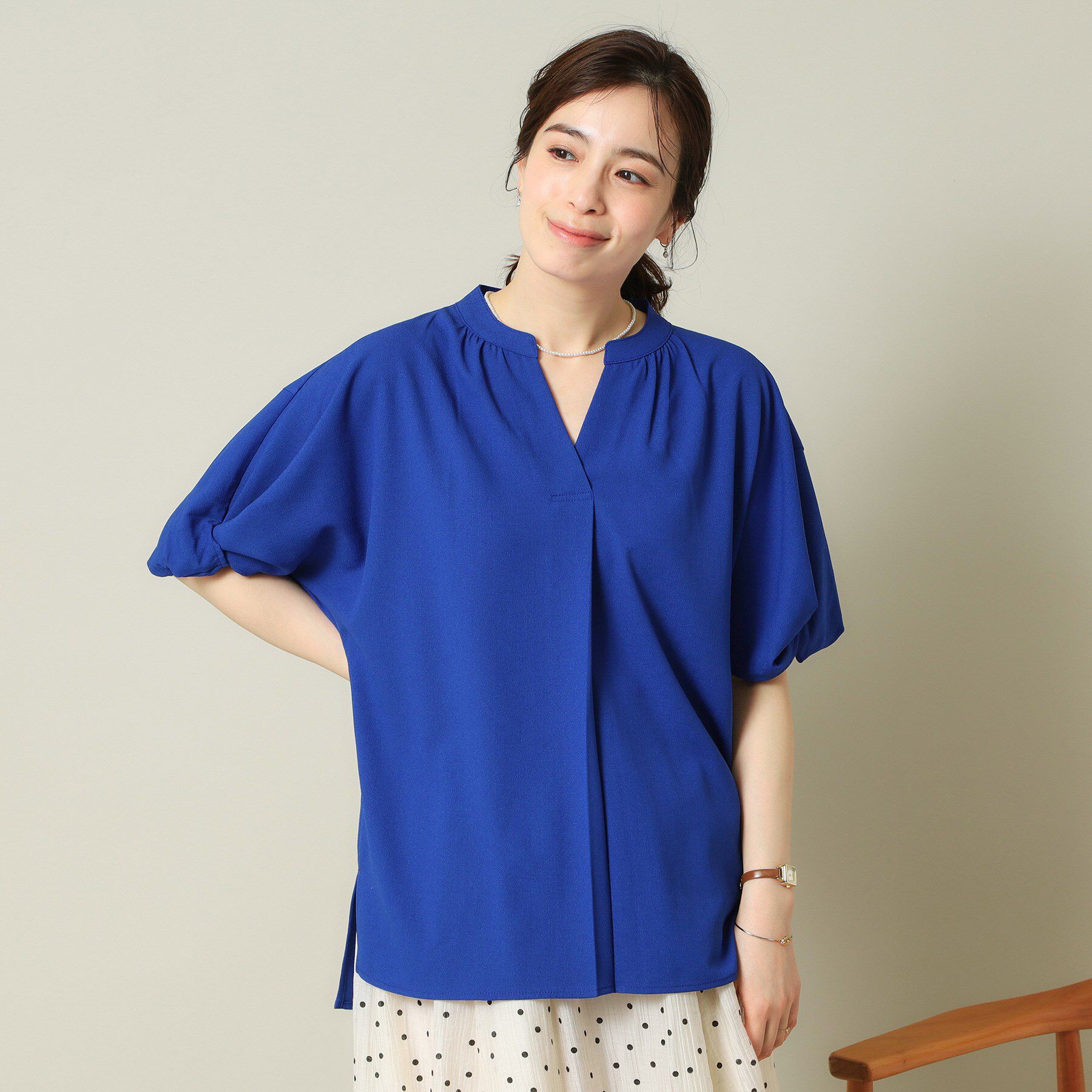 ITS&rsquo;DEMO「【UVケア/吸水速乾/洗濯機OK/冷感】麻調合繊チュニックブラウス＜ラク服シリーズ＞」|シャツ・ブラウス|