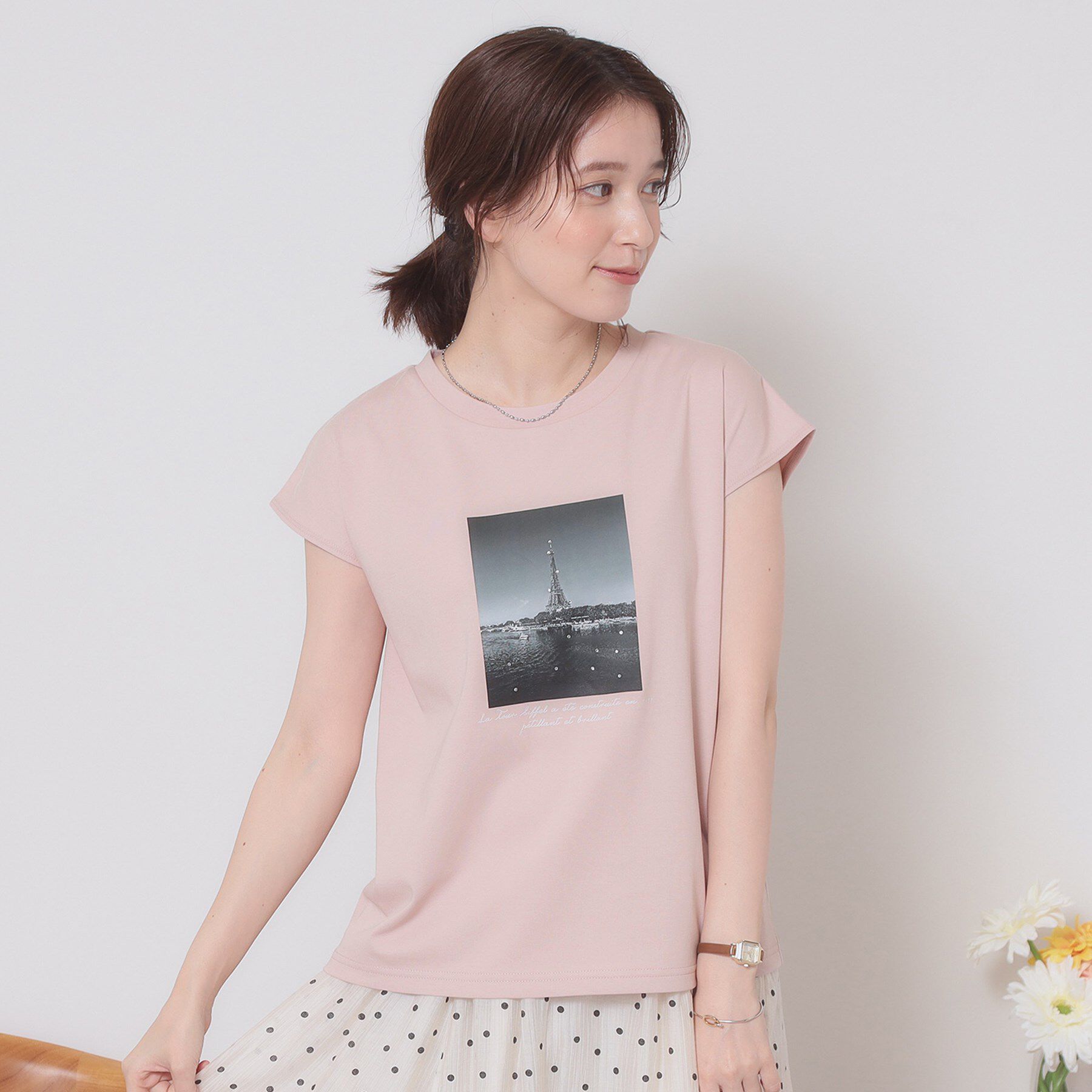 ITS&rsquo;DEMO「【手洗い可】フォトフレンチTシャツ」|Tシャツ・カットソー|ピンク(071)