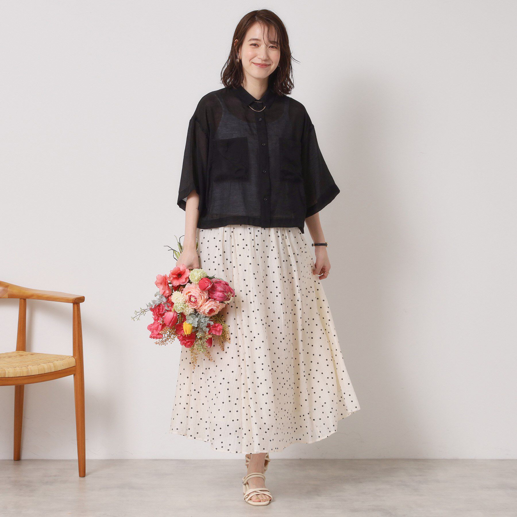 ITS&rsquo;DEMO「【手洗い可】シアーショート丈シャツ」|シャツ・ブラウス|