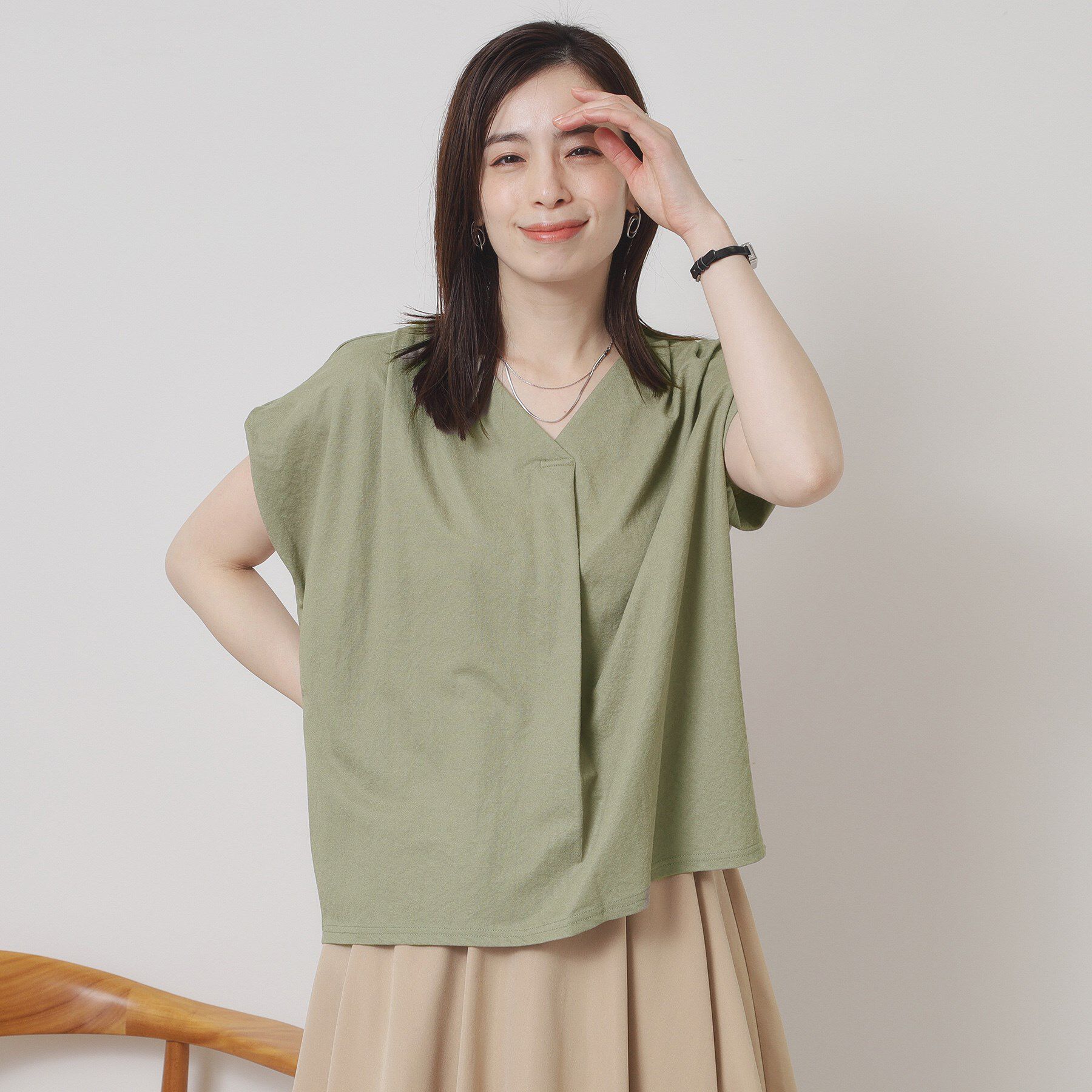 ITS&rsquo;DEMO「【接触冷感／手洗い可】カノコスキッパーブラウス」|シャツ・ブラウス|