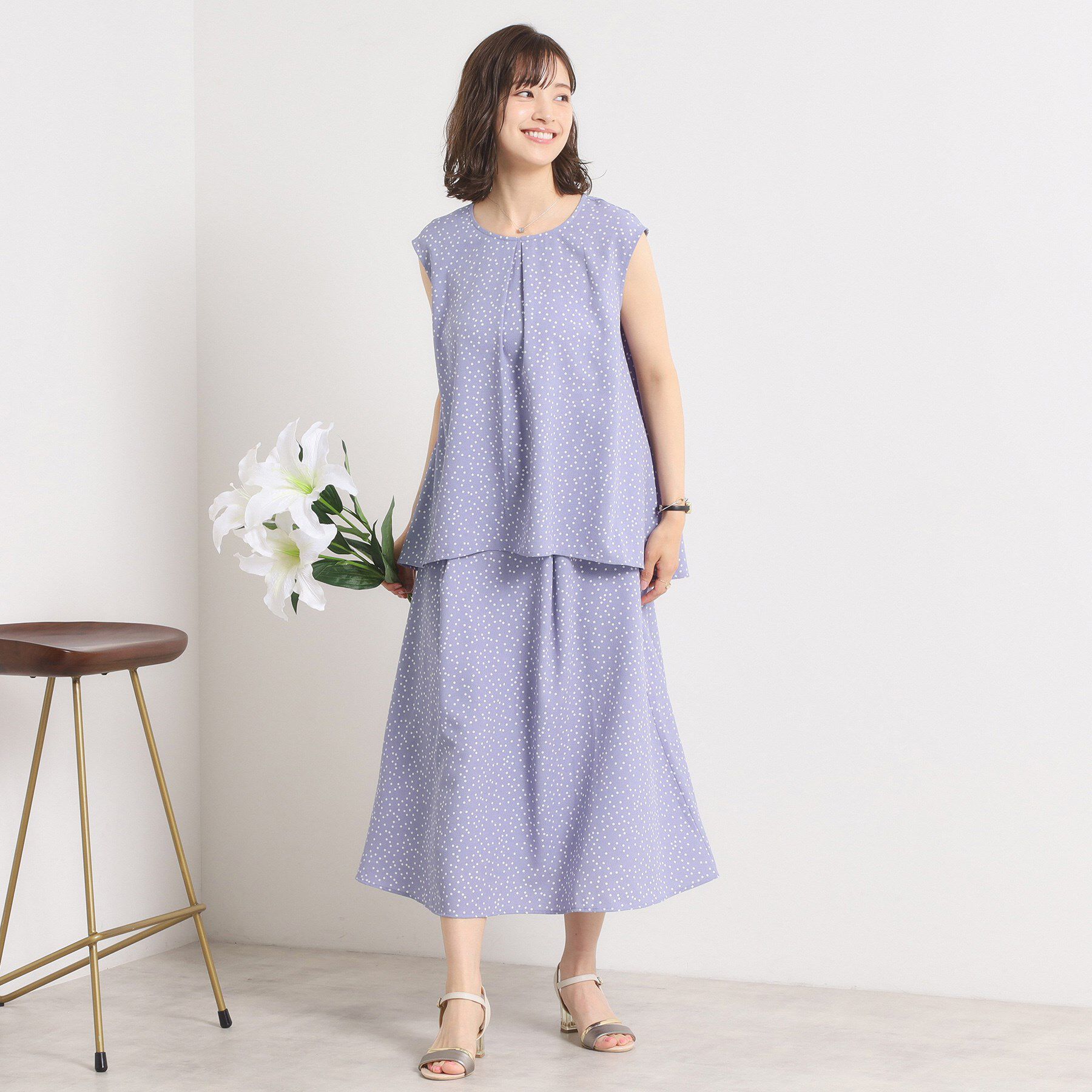 ITS&rsquo;DEMO「【UVカット／速乾／冷感／洗濯機OK／洗濯後しわになりにくい】麻調ストレッチタックブラウス＜ラク服シ」|シャツ・ブラウス|