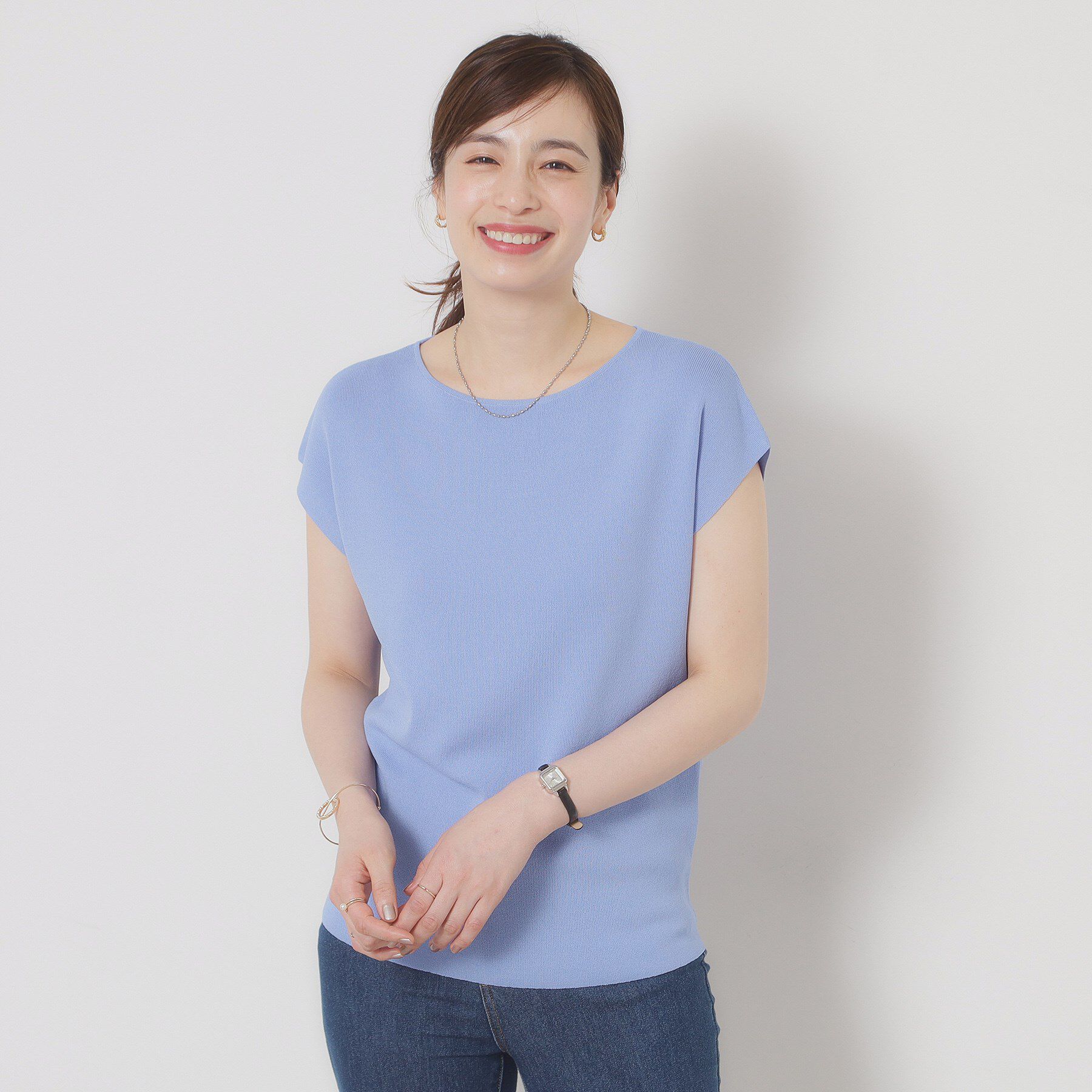 ITS&rsquo;DEMO「【接触冷感／手洗い可】フレンチスリーブニット」|ニット・セーター|サックスブルー(09