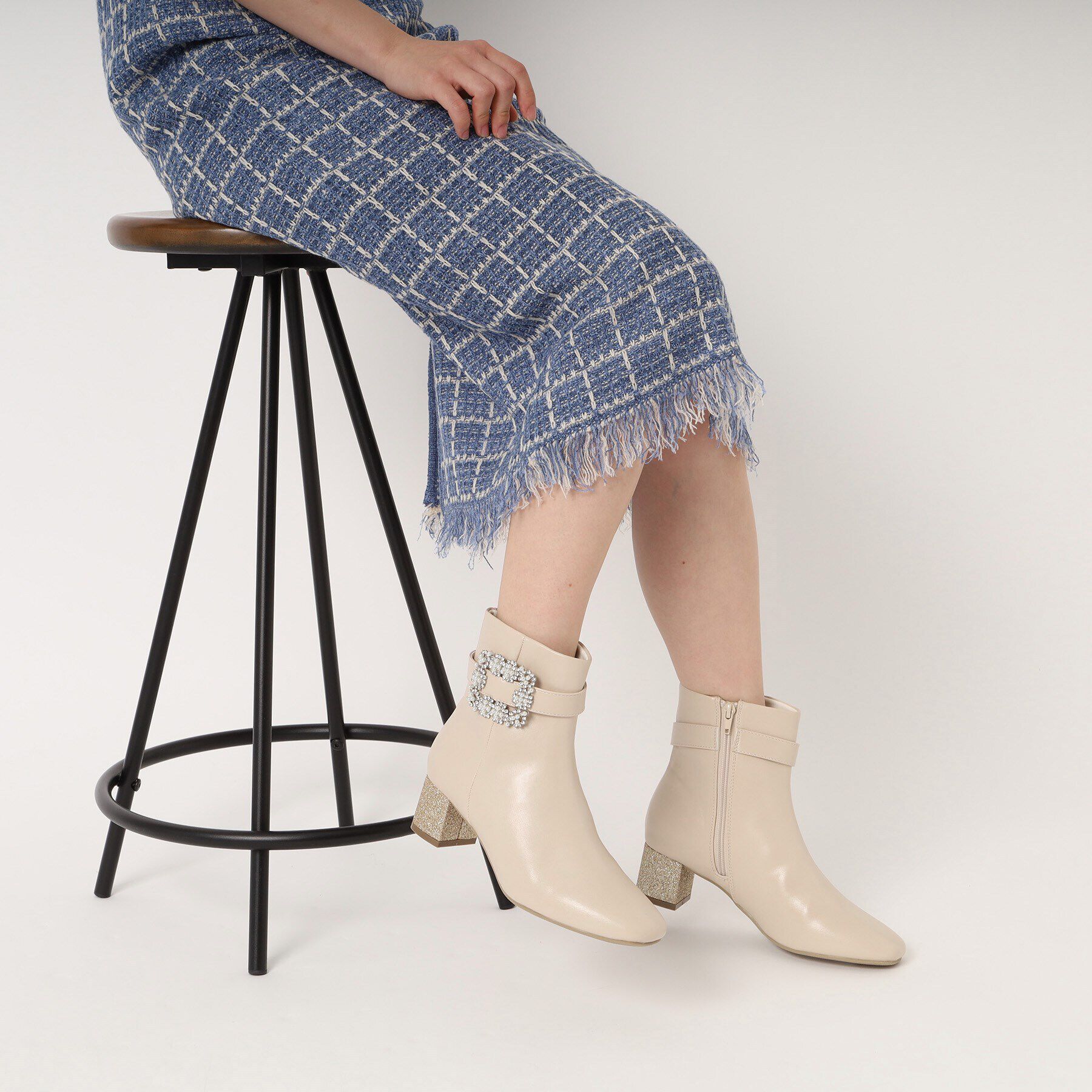 ESPERANZA「ラメヒールビジューショートブーツ」|ショートブーツ|