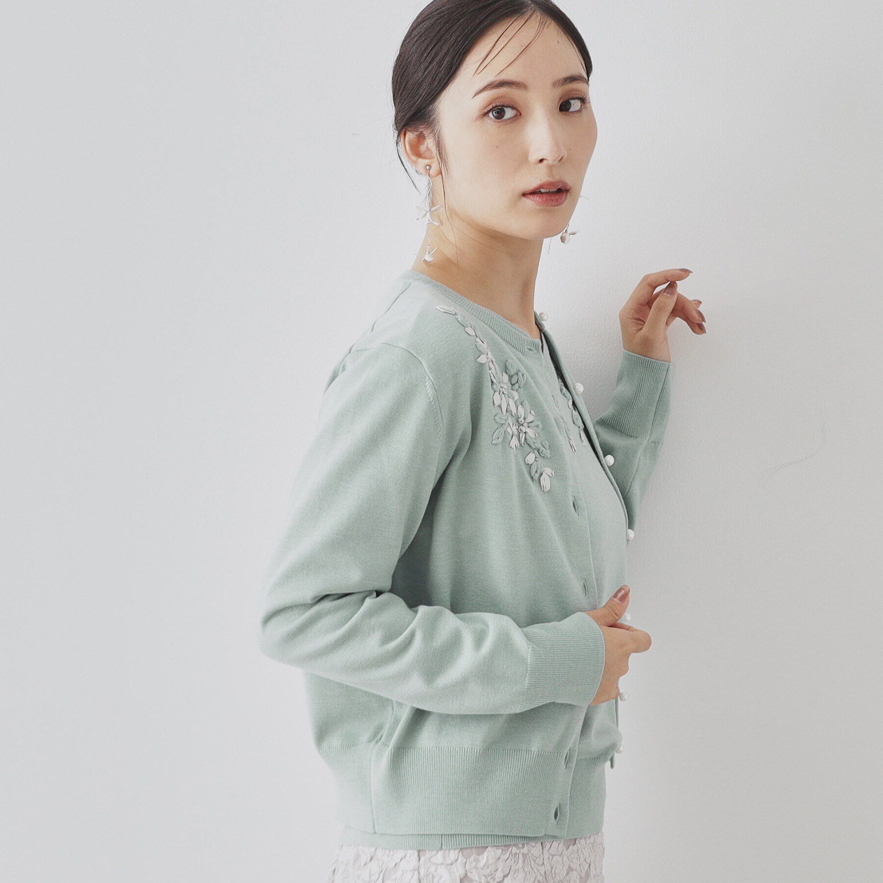 SunaUna「【SS～Lサイズ展開／リボン刺繍】クラフトニット」|カーディガン|