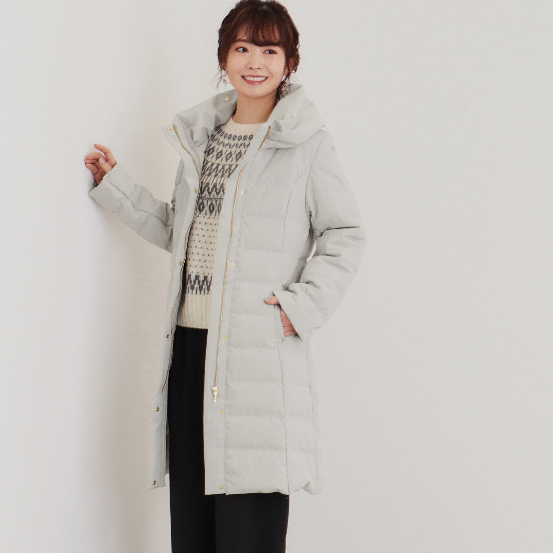 SunaUna「【ストレッチ／3色展開】ロングダウン」|ダウン|ﾗｲﾄｸﾞﾚｰ(011)