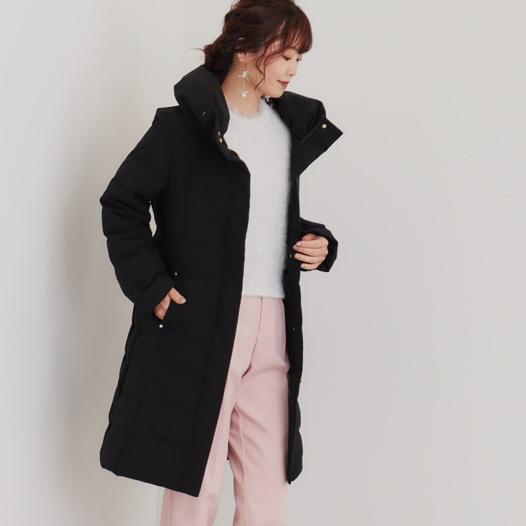 SunaUna「【ストレッチ／3色展開】ロングダウン」|ダウン|ﾌﾞﾗｯｸ(019)