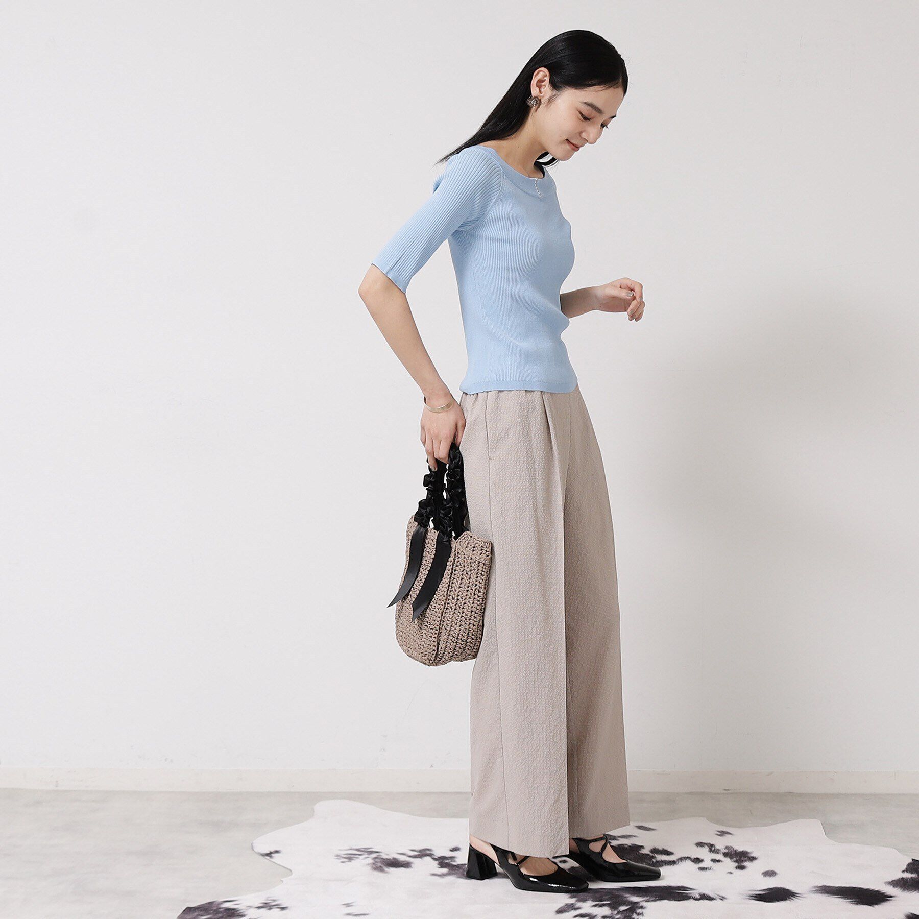 SunaUna「【持ち手フリルリボン】ペーパーバッグ」|トートバッグ|