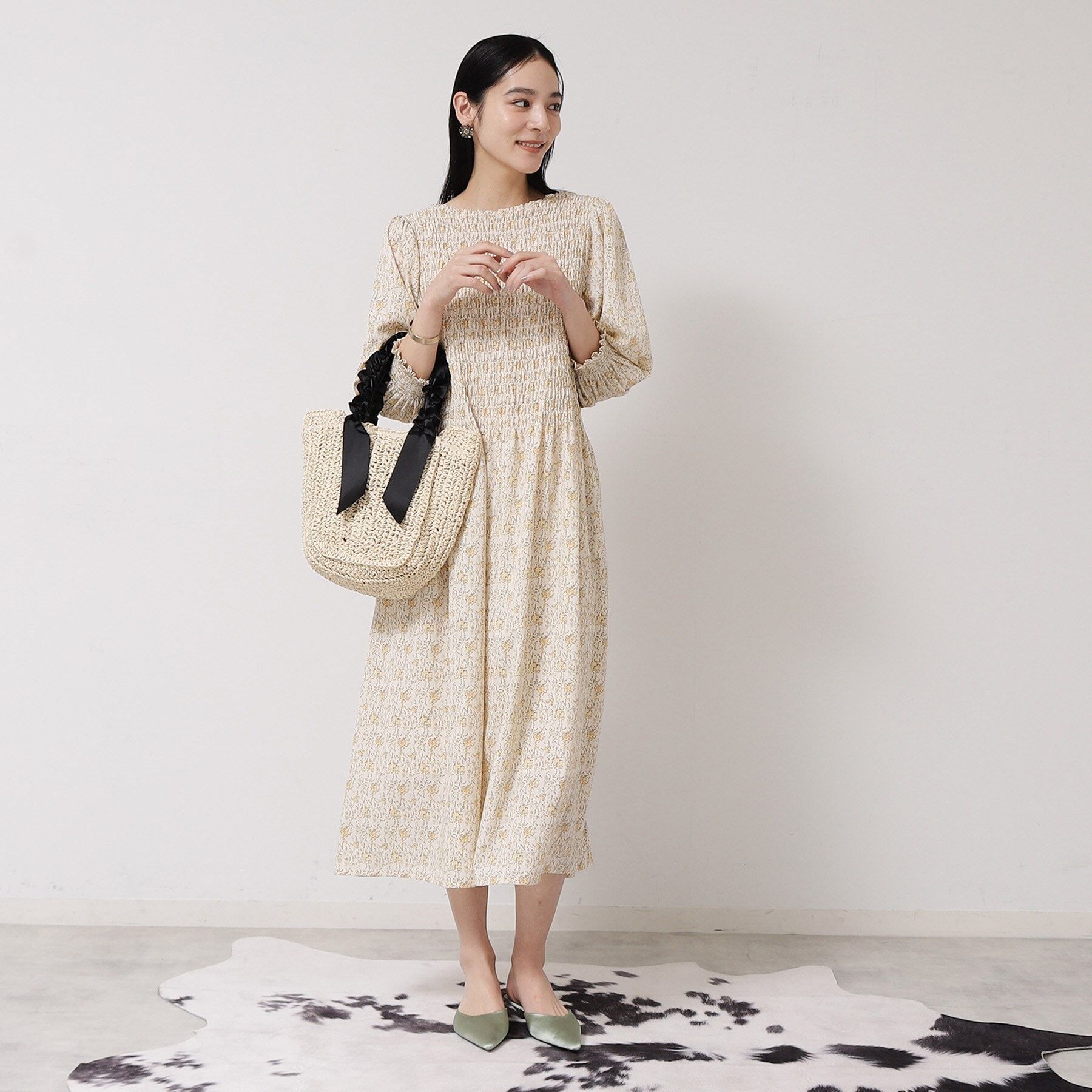 SunaUna「【持ち手フリルリボン】ペーパーバッグ」|トートバッグ|