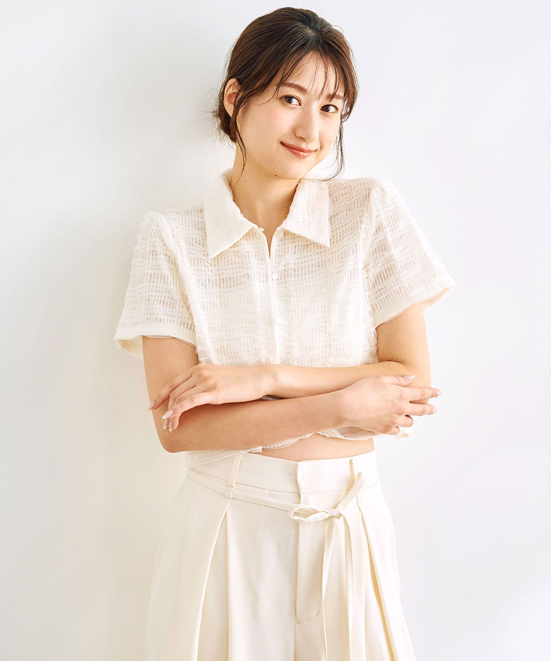 COCO DEAL「シアーチェッククロップド丈シャツ」|シャツ・ブラウス|