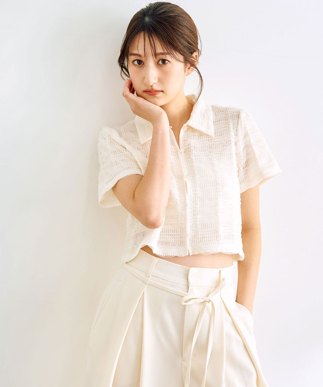 COCO DEAL「シアーチェッククロップド丈シャツ」|シャツ・ブラウス|